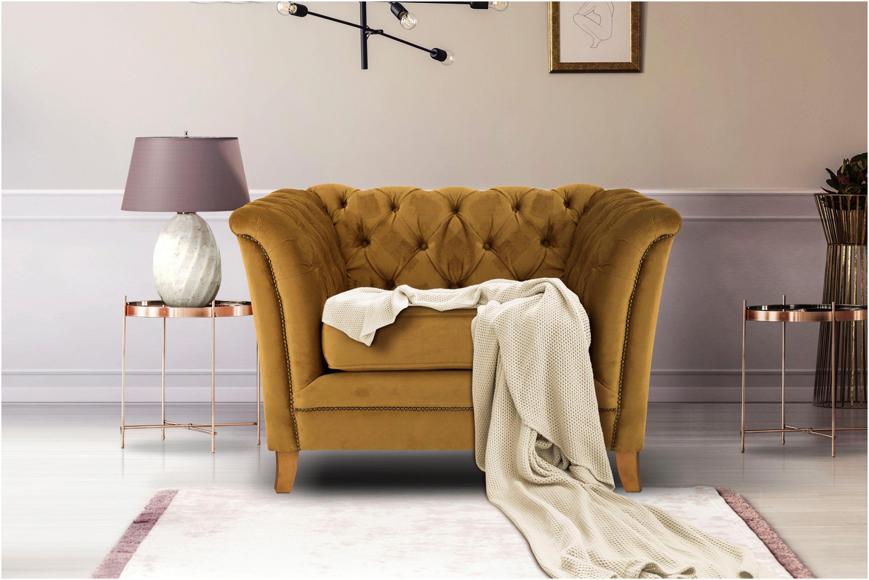 Home affaire Sessel Newport modernes Chesterfield, günstig online kaufen