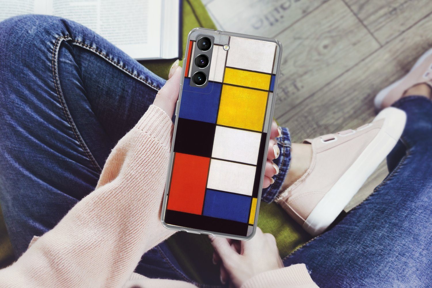 MuchoWow Handyhülle für Samsung Galaxy S21 Komposition A - Piet Mondrian, Phone Case, Silikon, Schutzhülle Dünn