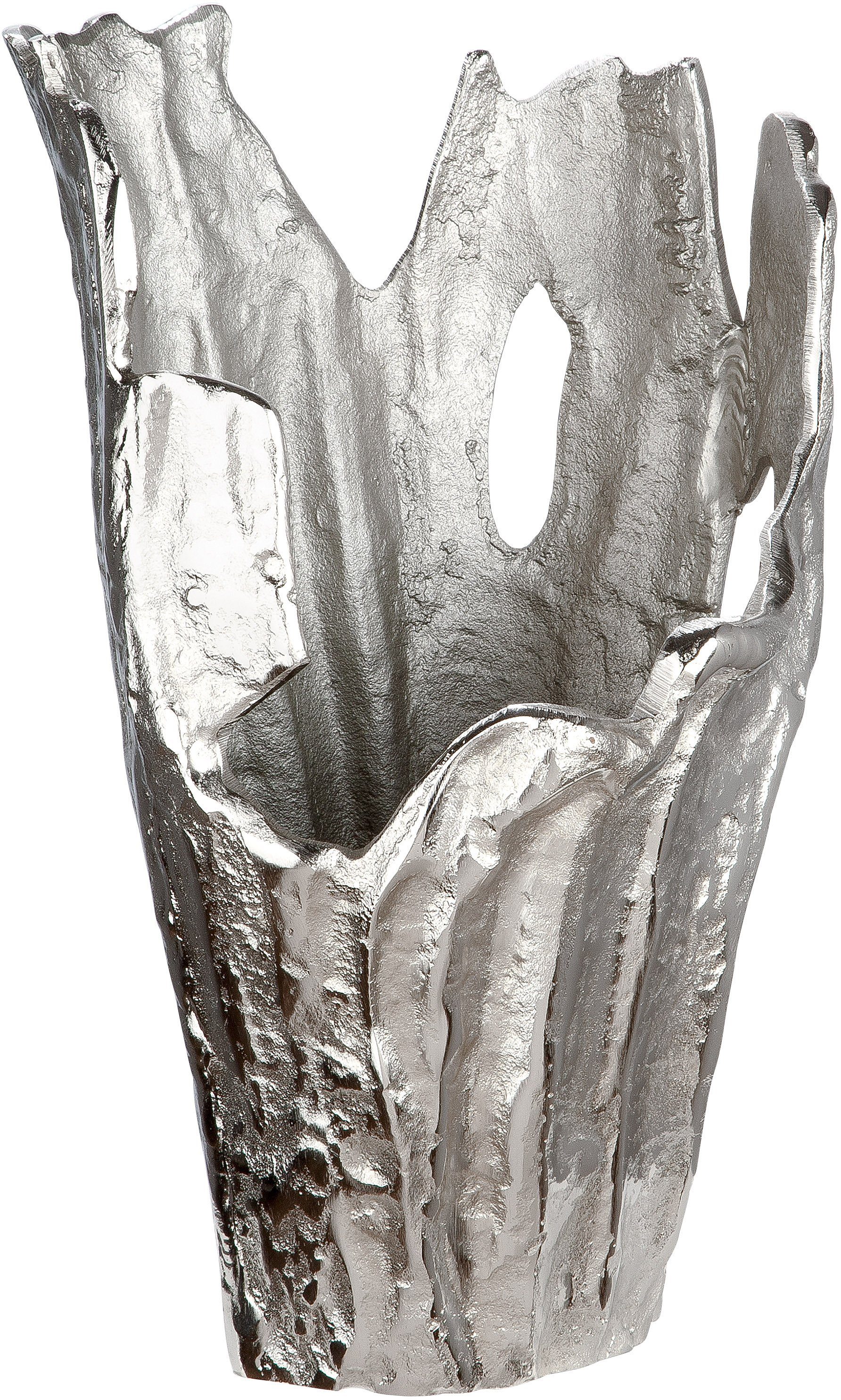 Struktur GILDE Form, Vase St), Antik-Finish extravagante Coralifero Dekovase im (1 silberfarbene Aluminium,