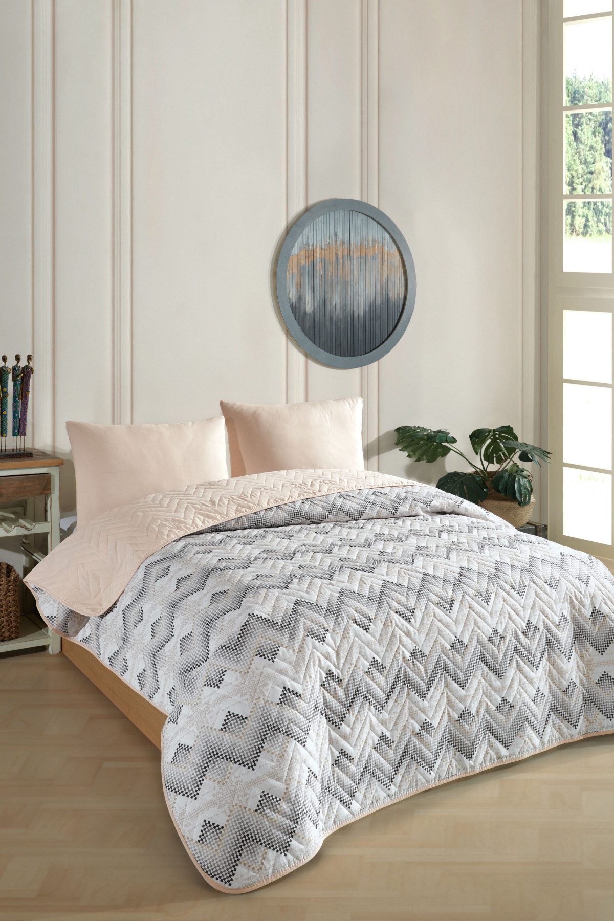 Formeya Tagesdecke Wendbare Piqué-Tagesdecke 200x230 cm für Doppelbett