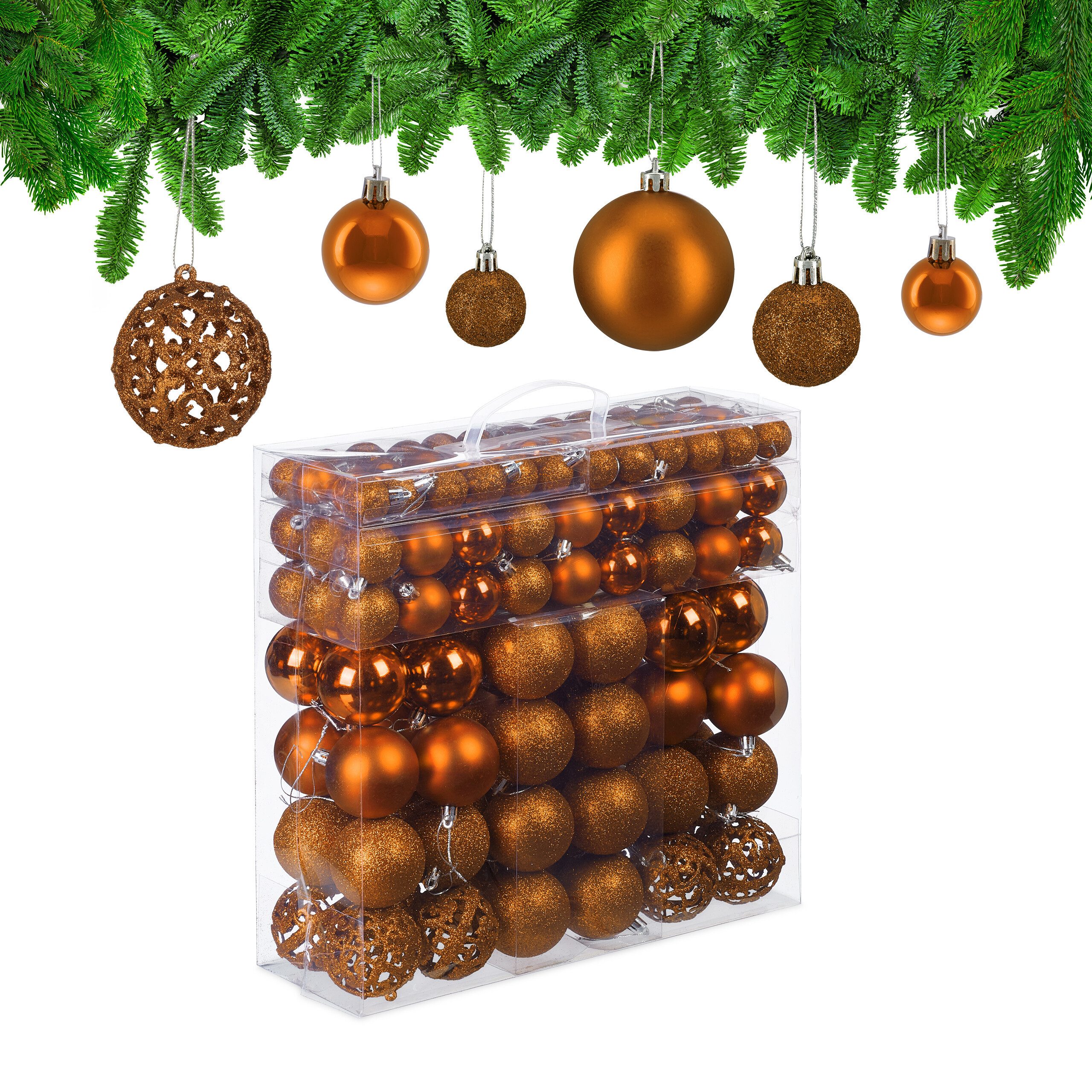 relaxdays Weihnachtsbaumkugel Новогодние шары im 150er Set, orange