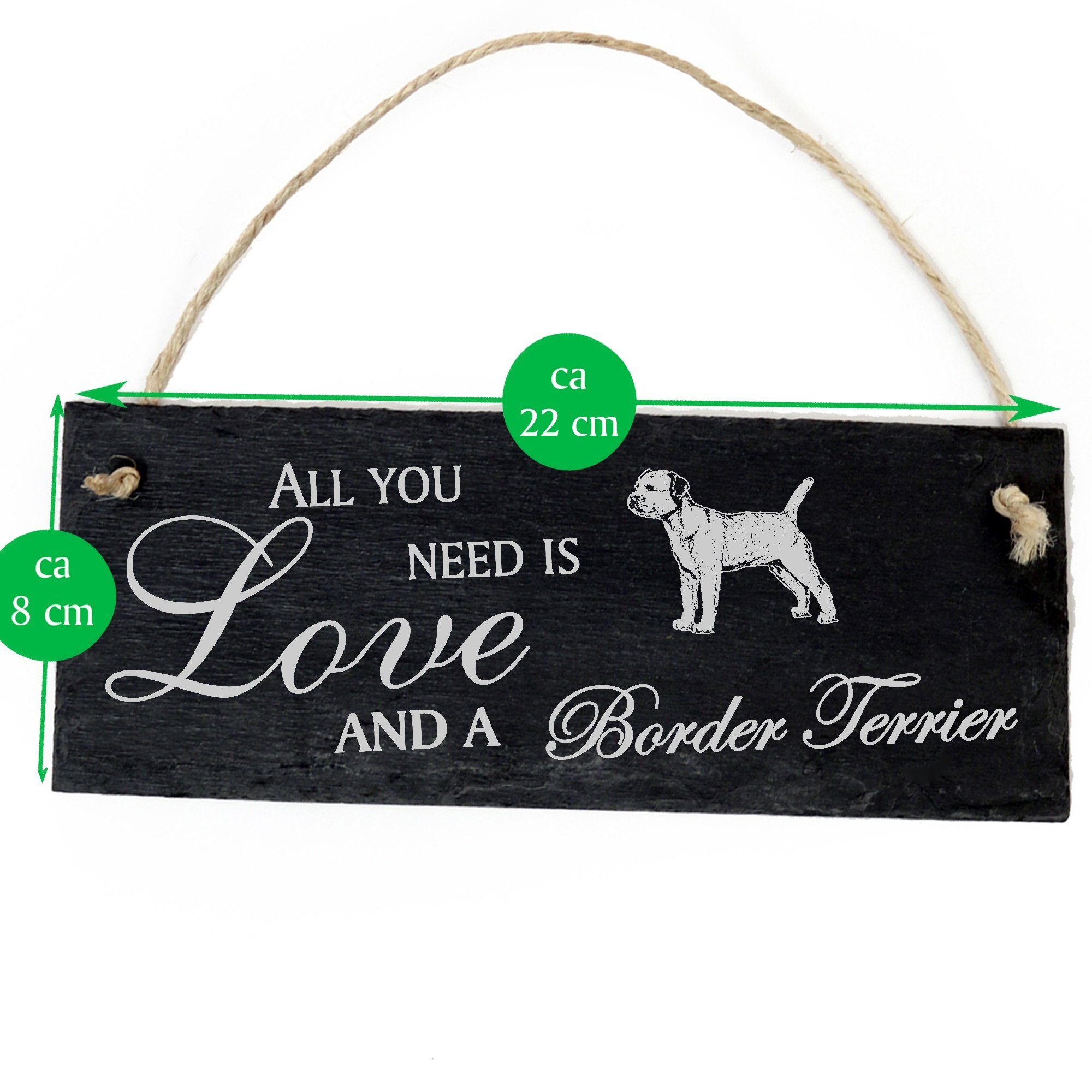 Dekolando Hängedekoration 22x8cm Love a you Border and Terrier Border Terrier All need is
