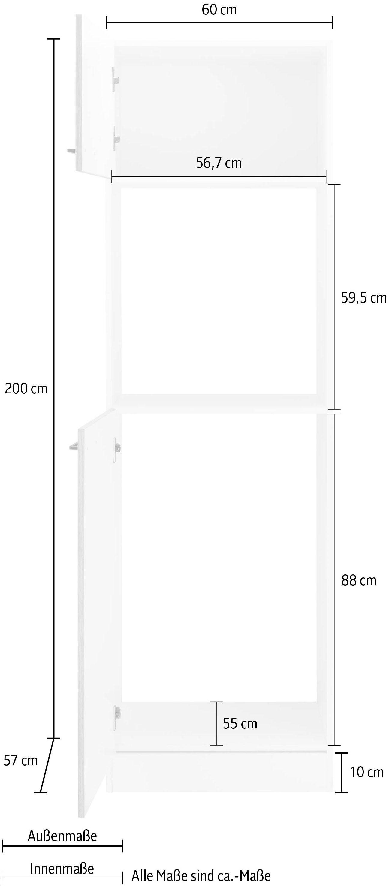 eichefarben wiho beton/satin Zell Küchen Kühlumbauschrank