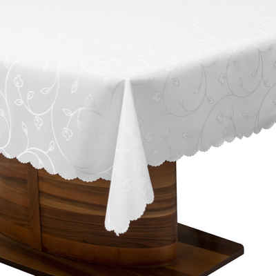 Simurq Tischdecke Abwaschbar - Lotuseffekt, Wasserabweisend & Pflegeleicht Tischdecken (Tischdecke weiß Grau Beige Tischdecke Rund - Tischtuch Table Cloth)