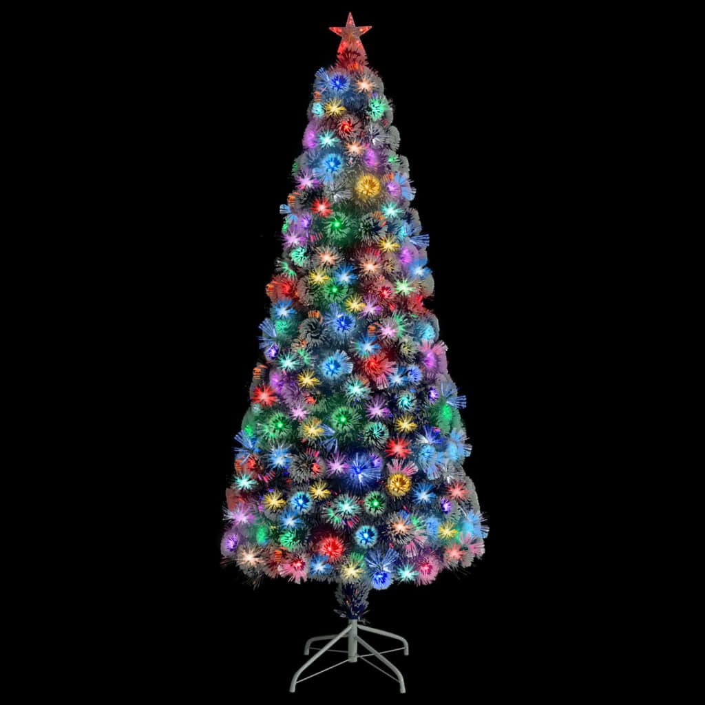 vidaXL Künstlicher Weihnachtsbaum 180 x 80 cm Künstlicher Weihnachtsbaum mit LED Weiß Blau 180 cm Glasf