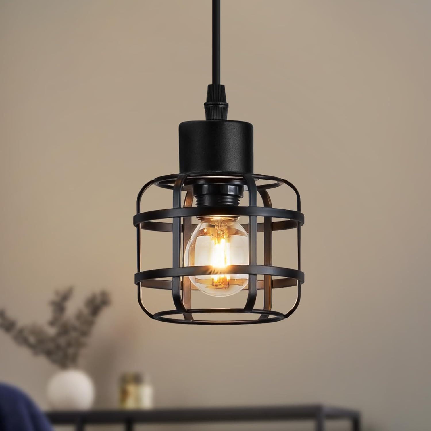 Nettlife Pendelleuchte Vintage schwarz Hängelampe industrielle 1/3-flammig rund E14, Höhenverstellbar, ohne Leuchtmittel, für Esstisch, Kücheninsel, Bars, Cafés und Restaurants