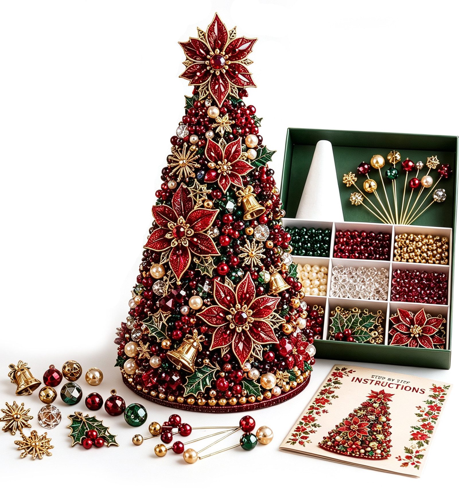 CLTYQ Kreativset DIY-Kreativset für einen Perlen-Weihnachtsbaum, Weihnachtsdeko zum Selbermachen für Erwachsene und Kinder