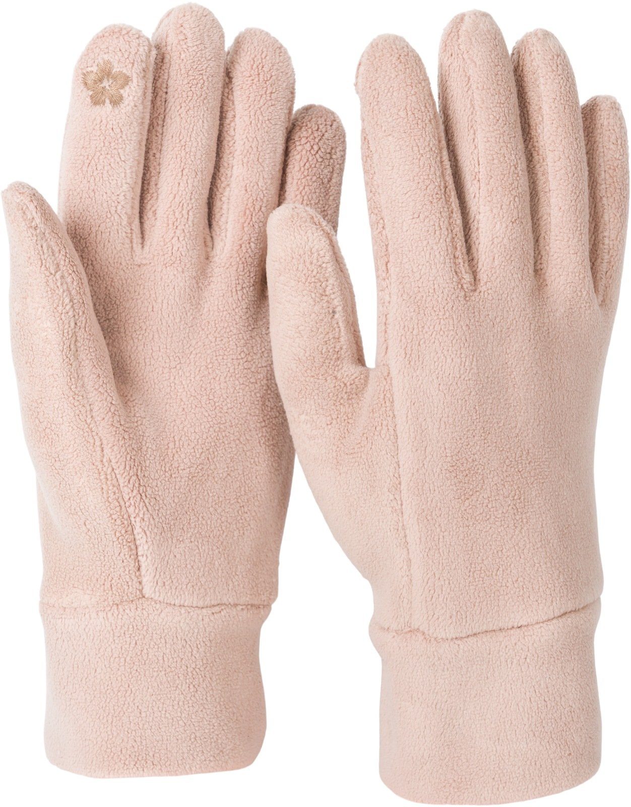 styleBREAKER Fleecehandschuhe Einfarbige Touchscreen Fleece Handschuhe Hellbraun
