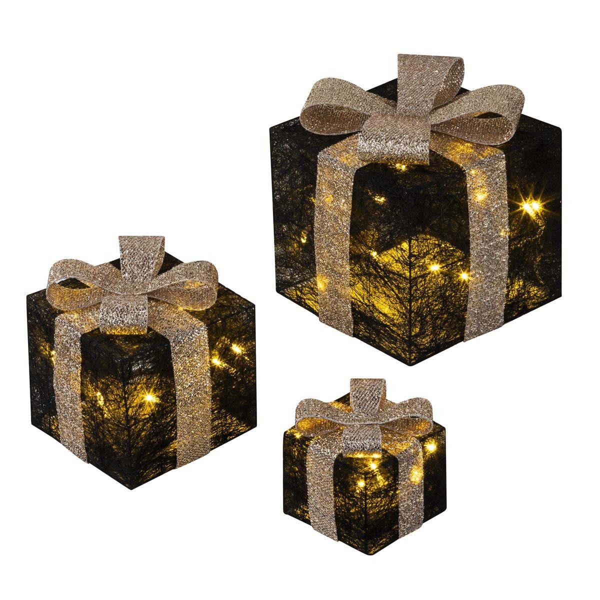 Bambelaa! LED Dekolicht Bambelaa! Led Deko Leucht Geschenk Boxen 3er Set inkl. Timer Funktion, Gelb