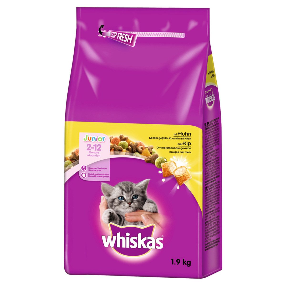 Whiskas Junior mit Huhn 1,9 kg, Trockenfutter für: Katze
