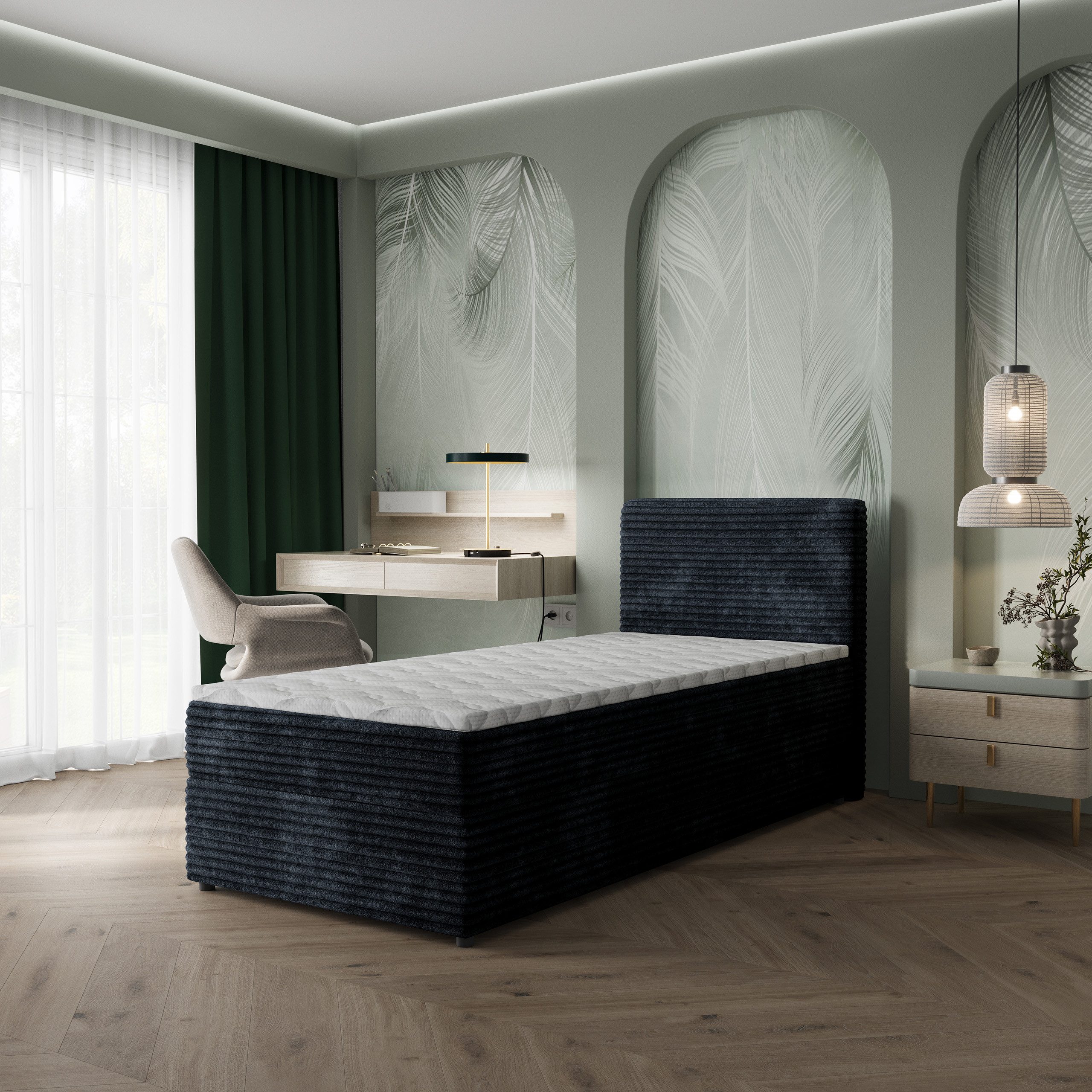 Masseno Boxbett PISA 80x200 cm mit Bonell Matratze und Topper