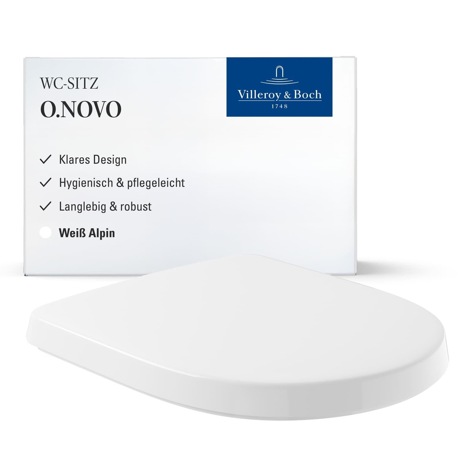 Villeroy & Boch WC-Sitz O.novo WC-Sitz 423 x 368 x 51 mm (1-St), Kein SoftClose, Kein QuickRelease