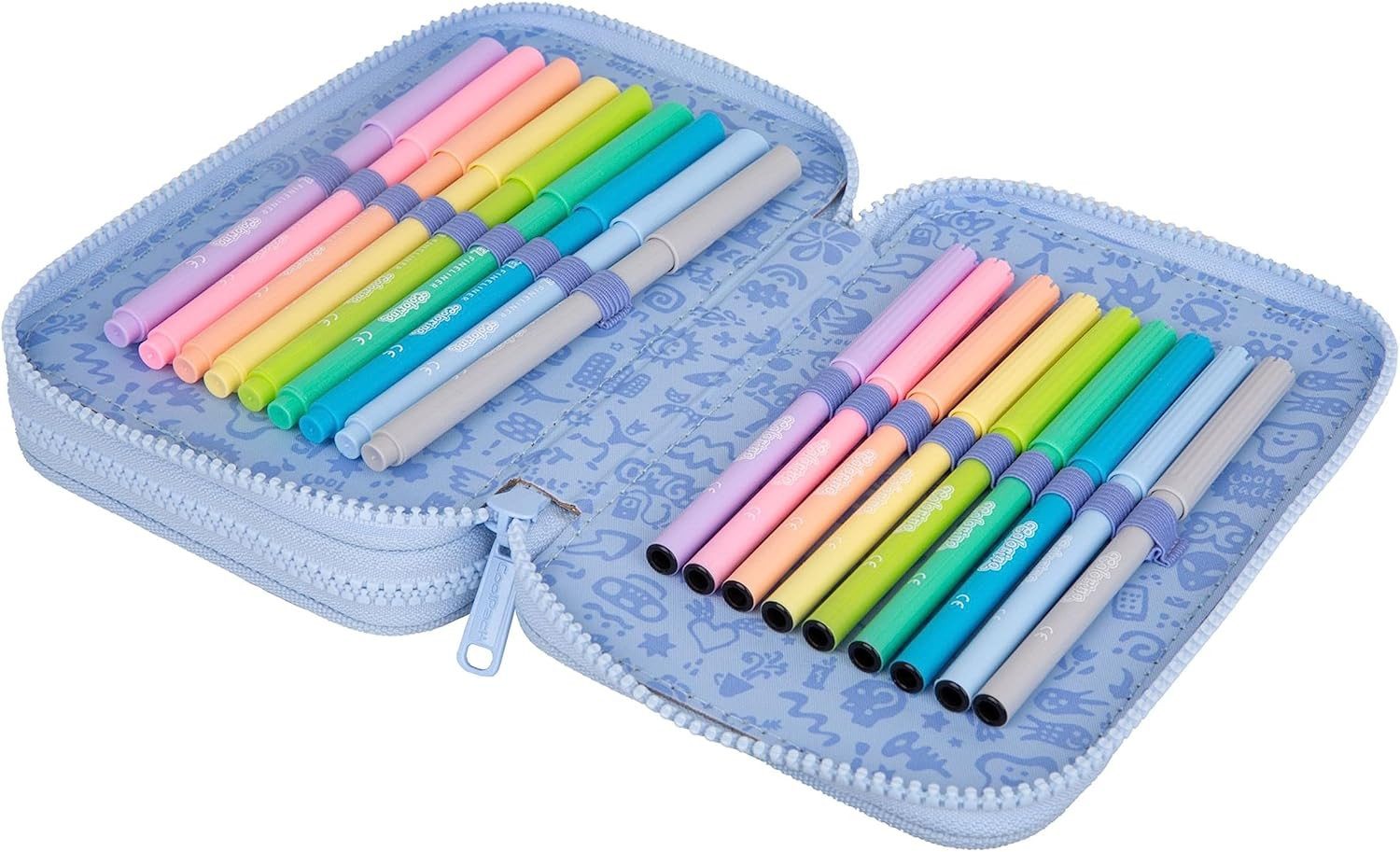 GOLDKIDS Federmäppchen COOLPACK 2-fache Federtasche Federmappe, (34-teilig Schüleretui Stifte und Pinsel, inkl. Aufgabenheft Federbox Etui), Stiftetasche Schlamper-Etui Schul-Etui