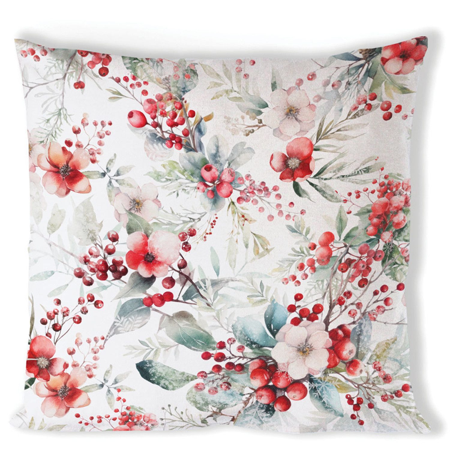 Ambiente® Dekokissen Winter berries, Dekokissen Kissenbezüge ohne Füllung Baumwolle 40x40 cm