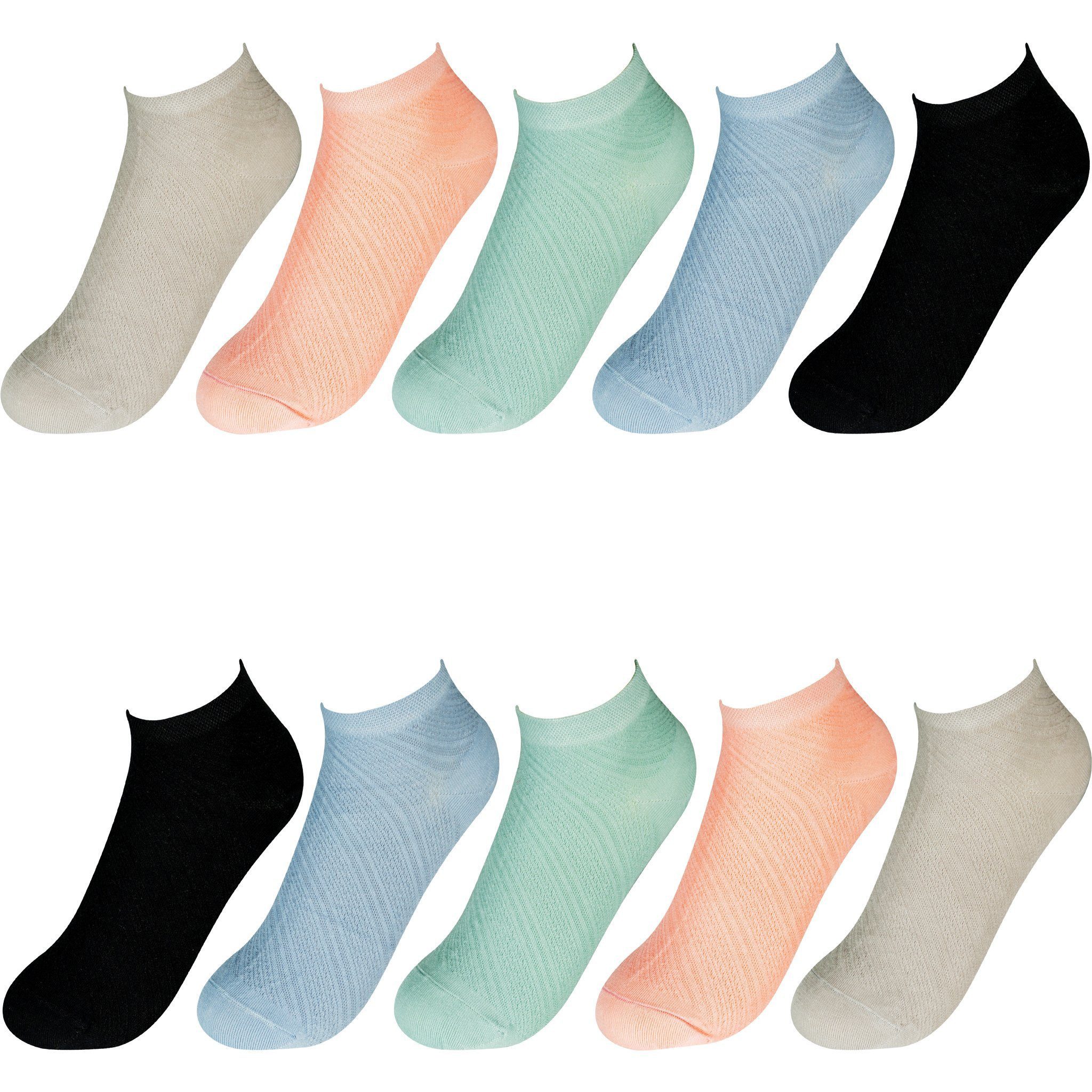 TEXEMP Sneakersocken 20 Paar Damen Sneaker Socken Füßlinge Sport Baumwolle Freizeit Kurz (Packung, 20-Paar, 20 Paar) Strapazierfähig