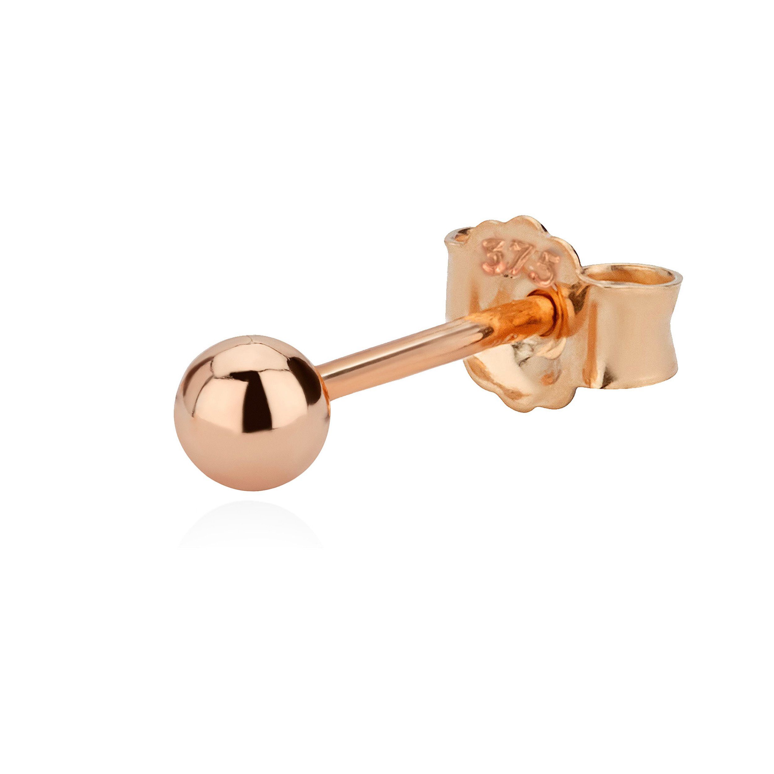 Single-Ohrstecker Single 3mm Kugel Ohrstecker 375 Rotgold Ohrschmuck Ohrringe Kugelsteck
