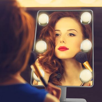 KAHOO Kosmetikspiegel Make-up Schminkspiegel mit 6 LED, Touchscreen, 2 Leuchtmodi