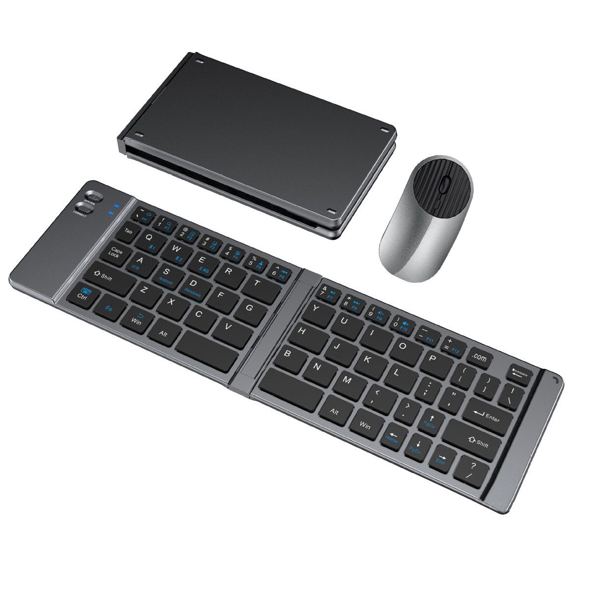 DOPWii Faltbare Bluetooth Tastatur & Maus – Kabellos, Leise, Wiederaufladbar Tastatur (Kompatibel mit iOS, Android, Windows)