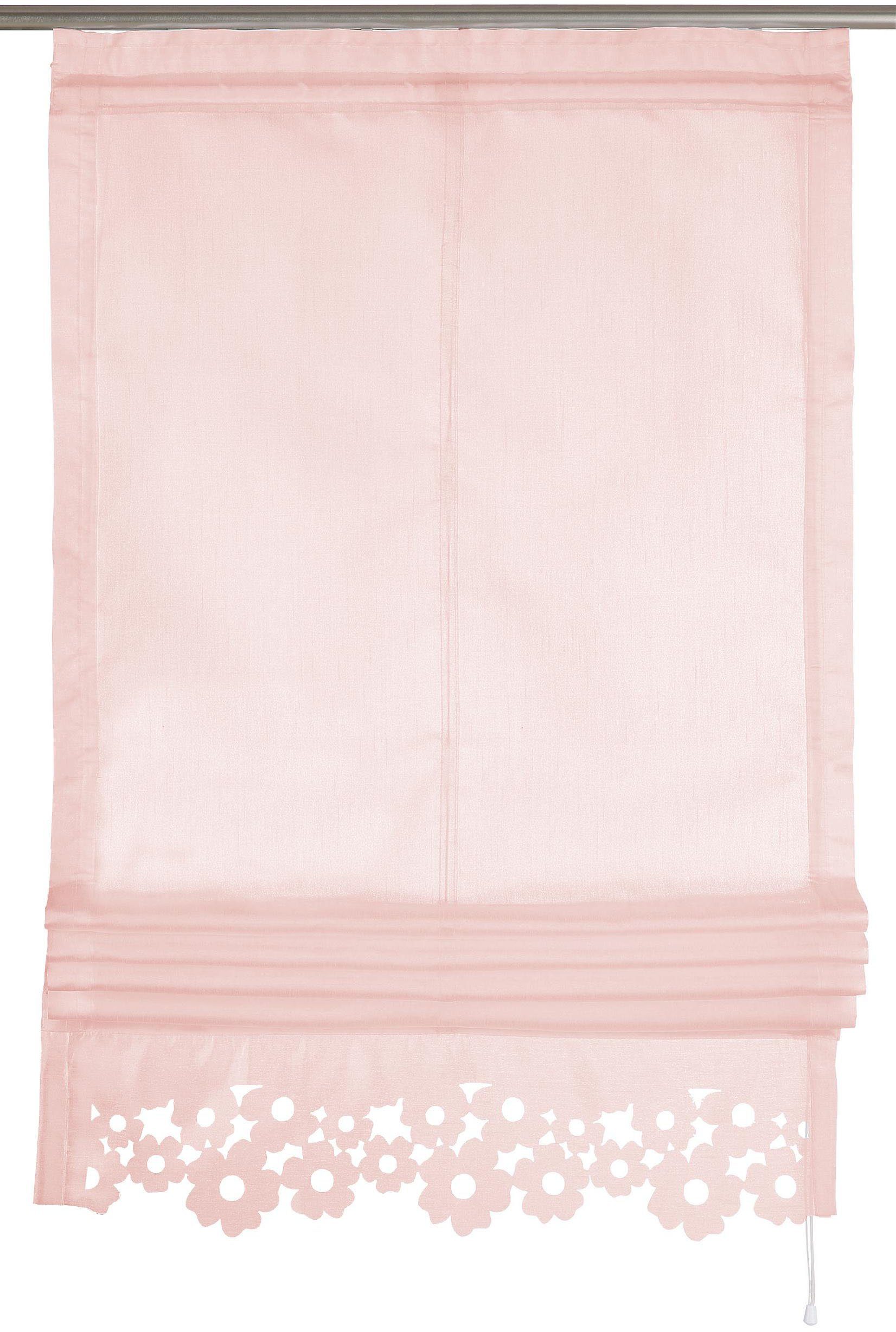 my Polyester rosé Klettband, Raffrollo Halbtransparent, VENEDIG, home, mit