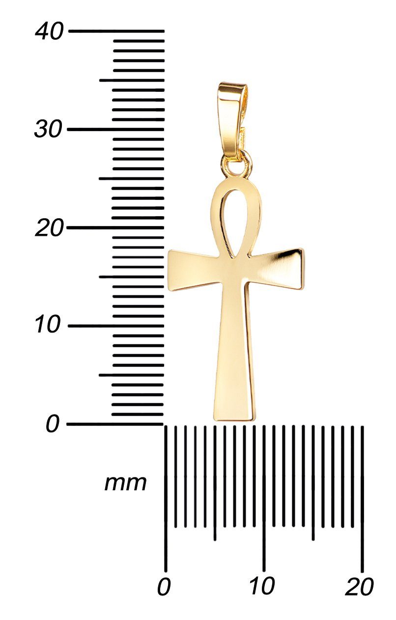 und (vergoldeter Länge vergoldet- Kreuzkette für - vergoldet Made Silberanhänger, Kette 925 Kette. Mit Kreuz wählbar 70 JEVELION - in Damen Silber ägyptisches ohne Herren), cm Germany oder 36