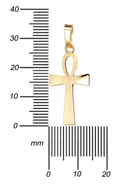 JEVELION Kreuzkette ägyptisches Kreuz 585 Gold - Made in Germany (Goldkreuz, für Damen und Herren), Mit Kette vergoldet- Länge wählbar 36 - 70 cm oder ohne Kette.