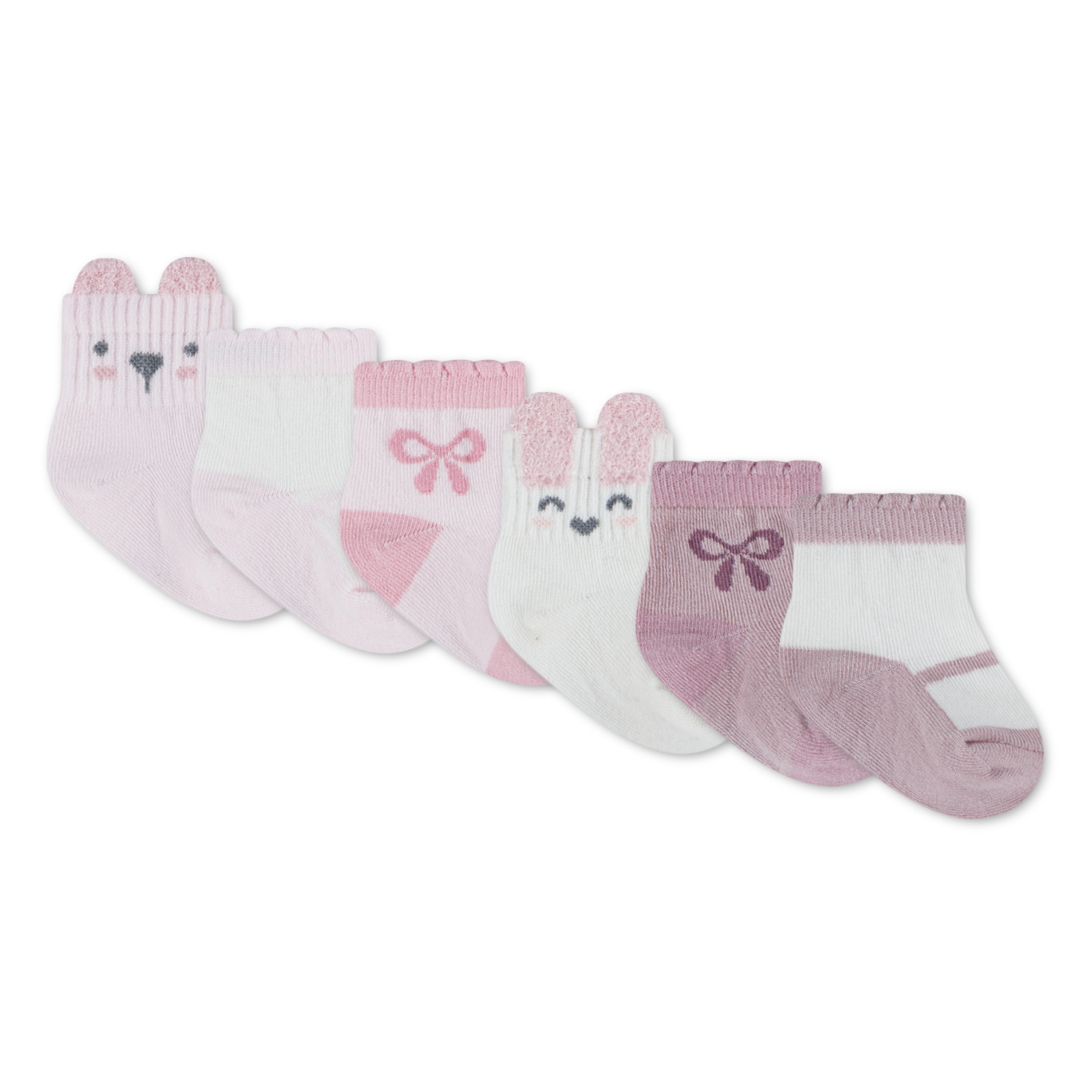 HUGGIES babywear Kurzsocken HGHG 6PK QUARTER SOCK (Packung, 6-Paar) 6er Pack Baby-Socken mit Tier-Motiven/für Girls