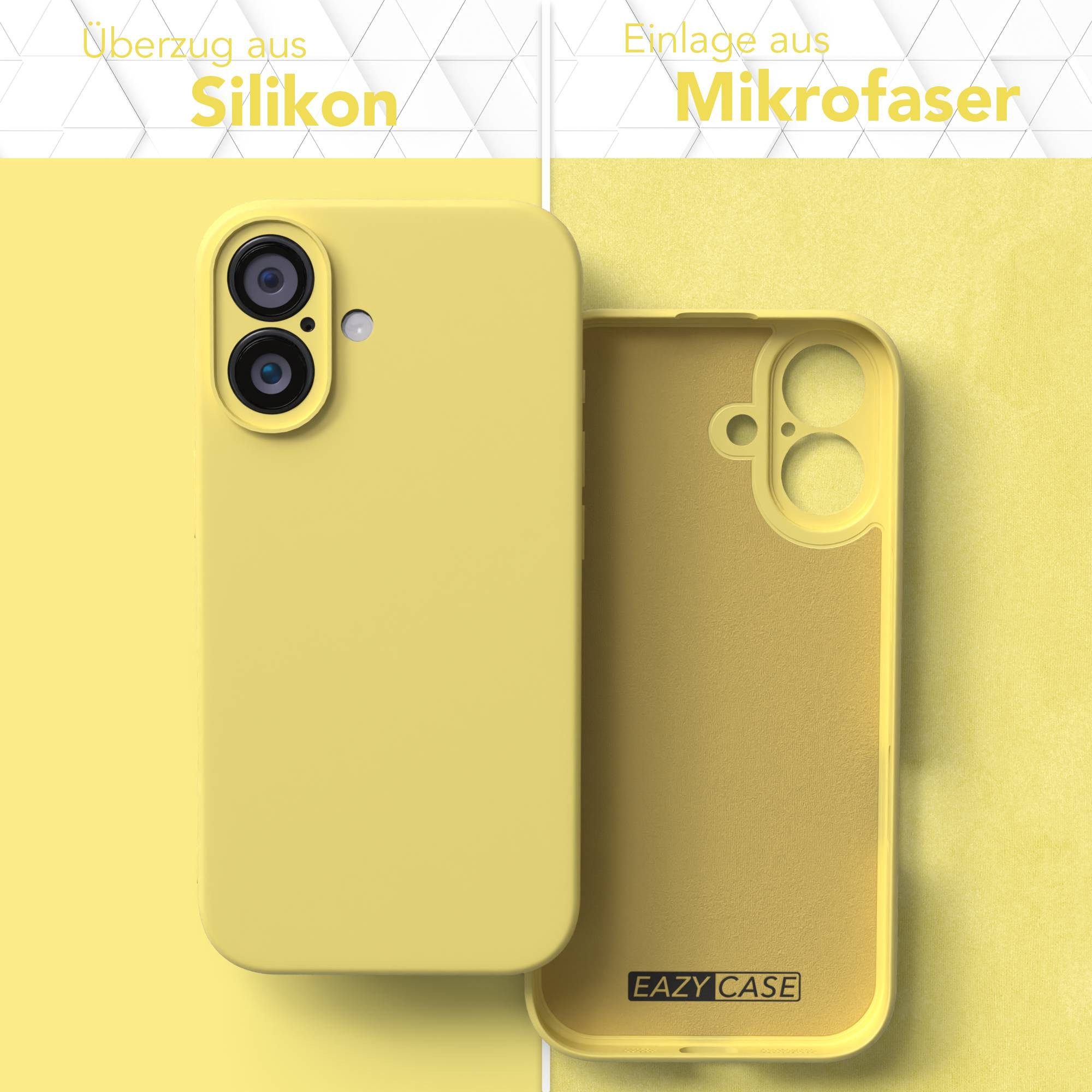 EAZY CASE Handyhülle für Apple iPhone 16 Hülle Silikon 6,1 Zoll, Handy Softcase stoßfest Hülle mit Kameraschutz Bumper Tpuhülle Gelb