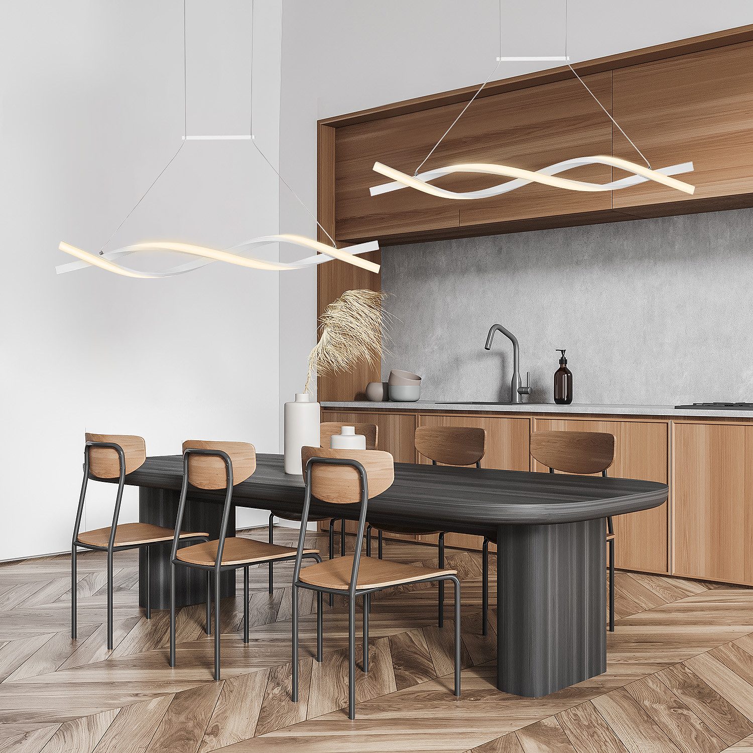 oyajia LED Pendelleuchte Höhenverstellbar Pendelleuchte, Kurve günstig online kaufen