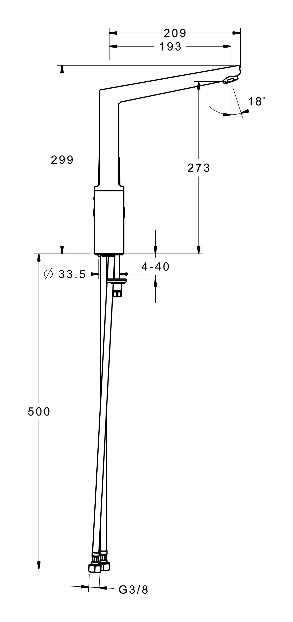 Spültisch-Einhand-Einlochbatterie Rapid-Montagesystem Ausladung HANSA mm 193 Hansatwist Küchenarmatur