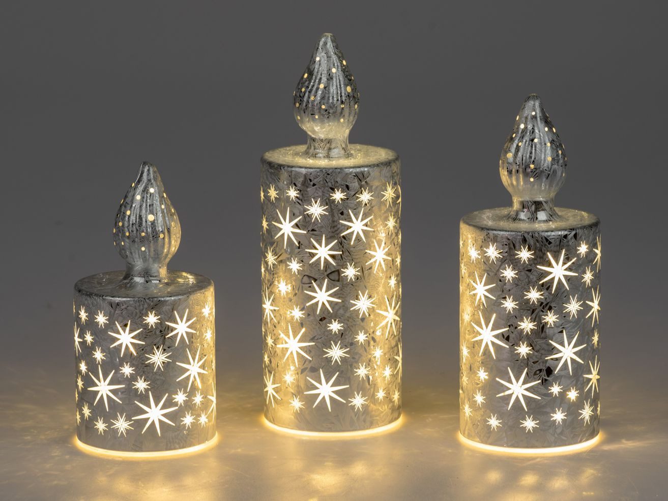 formano LED Dekolicht Kerze Frosty silber 15cm 17cm 20cm, LED fest integrie günstig online kaufen