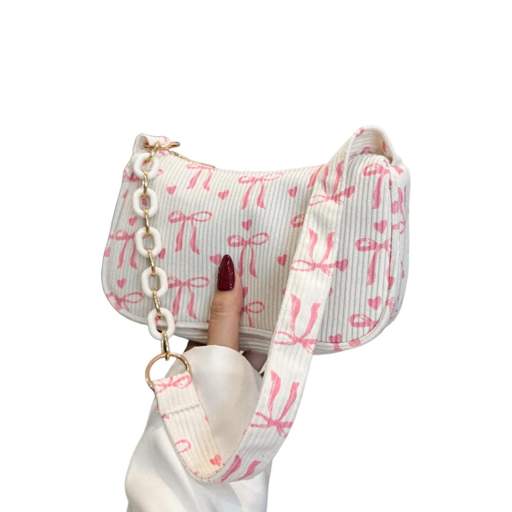 nsihing Handtasche Damen Schultertasche Damen Süße Schleifen-Print Tote Schultertasche, Trendige Unterarmtasche, Handtasche Reisetasche