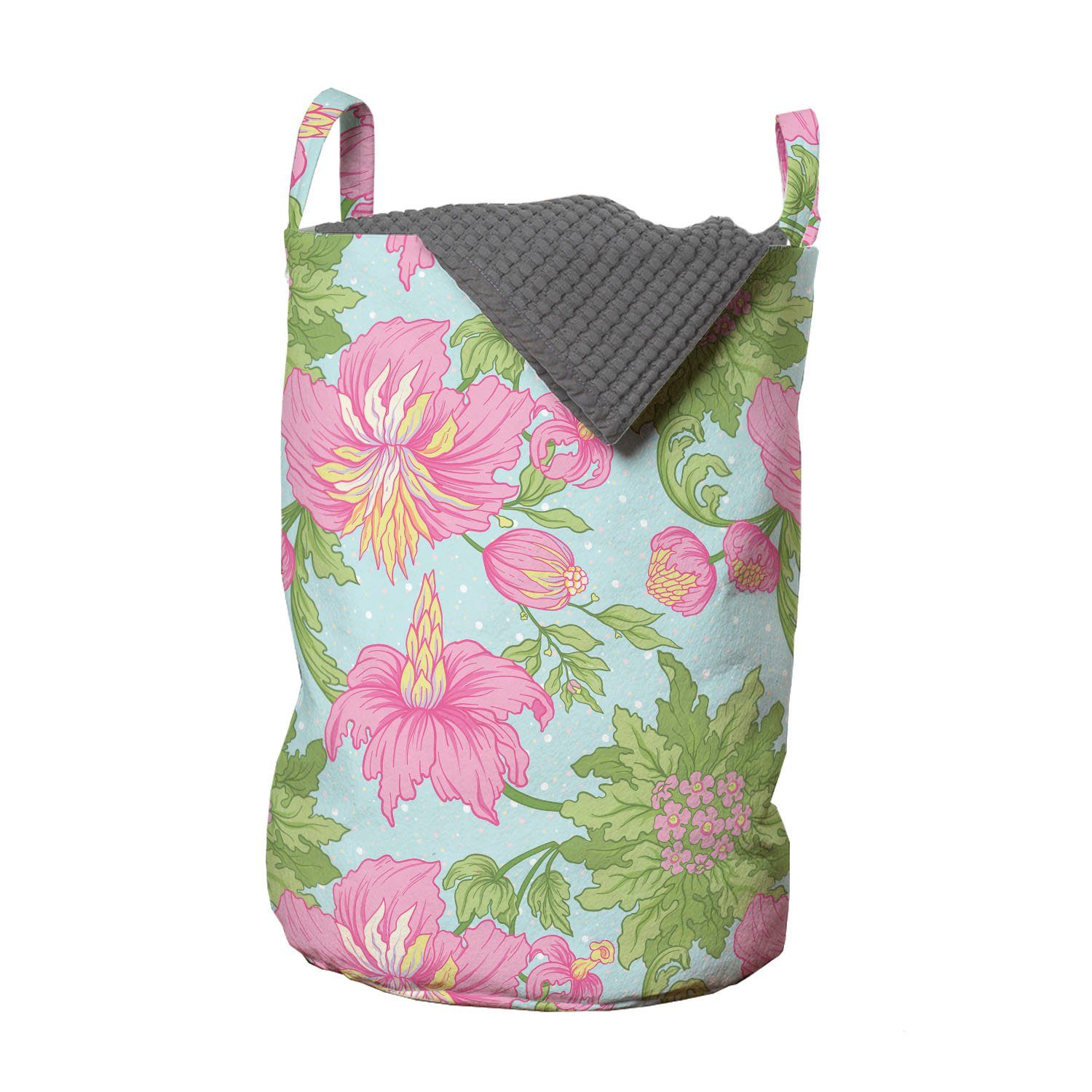 Abakuhaus Wäschesäckchen Wäschekorb mit Griffen Kordelzugverschluss für Waschsalons, Blumen Tropical Hibiscus Blossom
