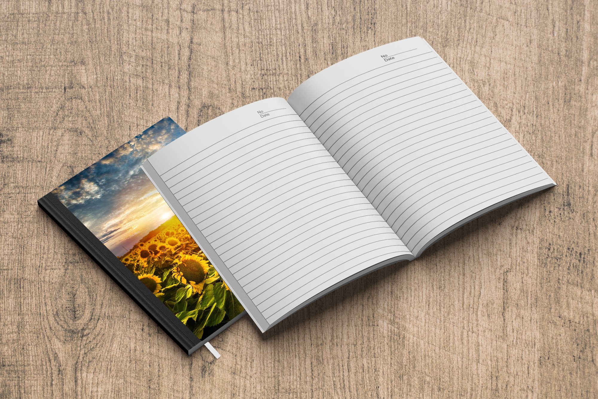 Journal, Blumen Sonnenblume Haushaltsbuch Himmel, - Notizheft, Tagebuch, Notizbuch MuchoWow Merkzettel, Seiten, 98 A5, -