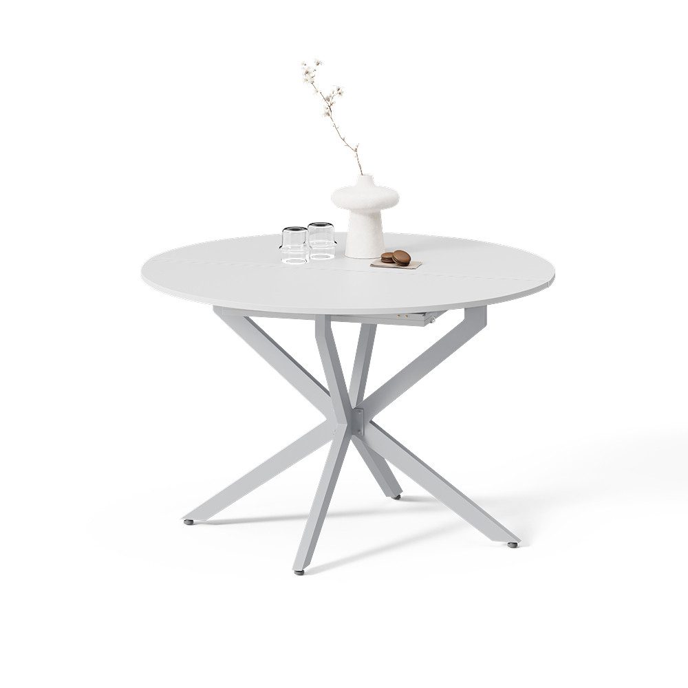 Livinity® Esstisch Firenze, Weiß/Grau, 120 x 120 cm ausziehbar (1-St)