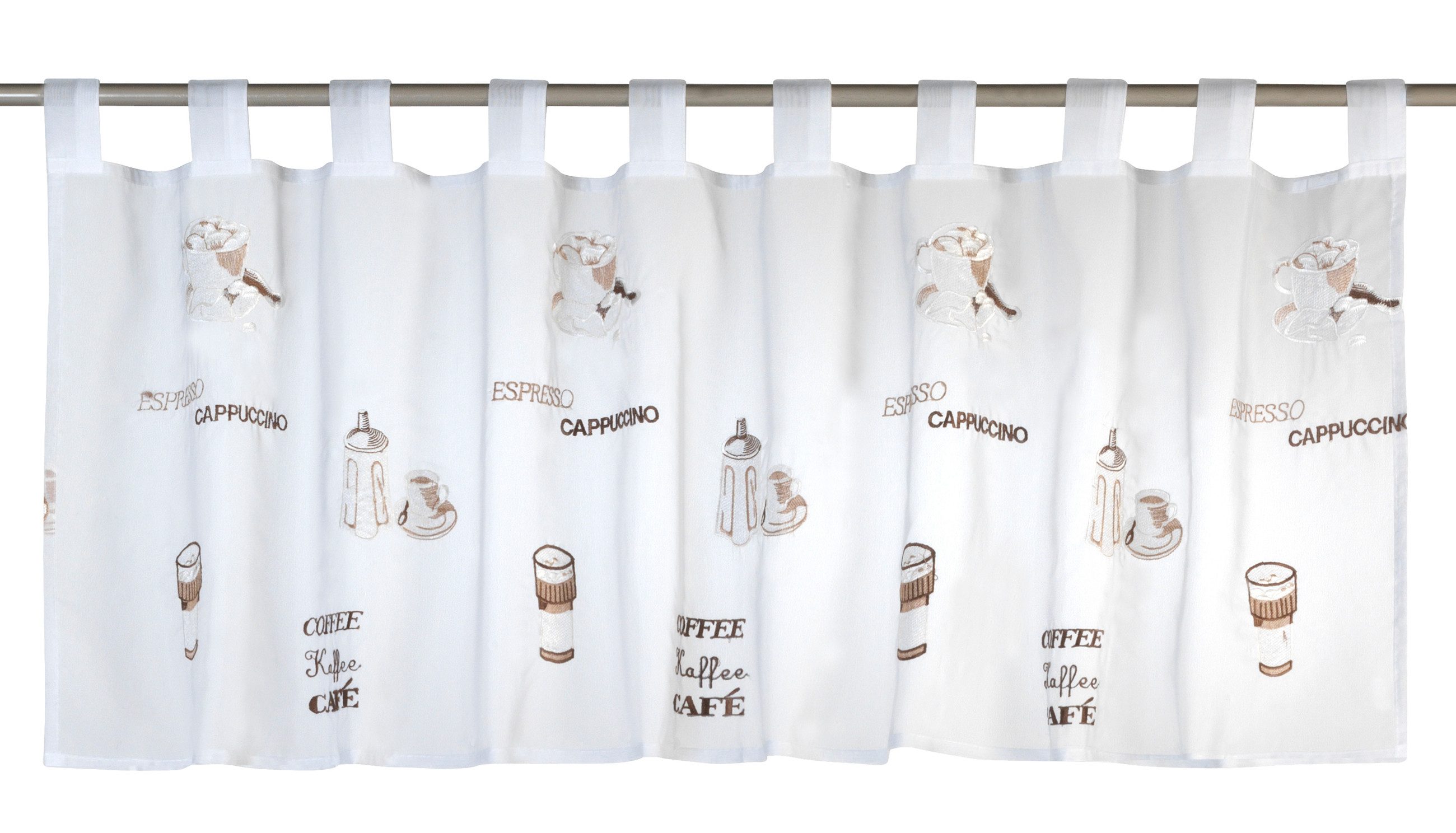 ELBERSDRUCKE Scheibengardine Bistrogardine Espresso weiß-braun transparent günstig online kaufen