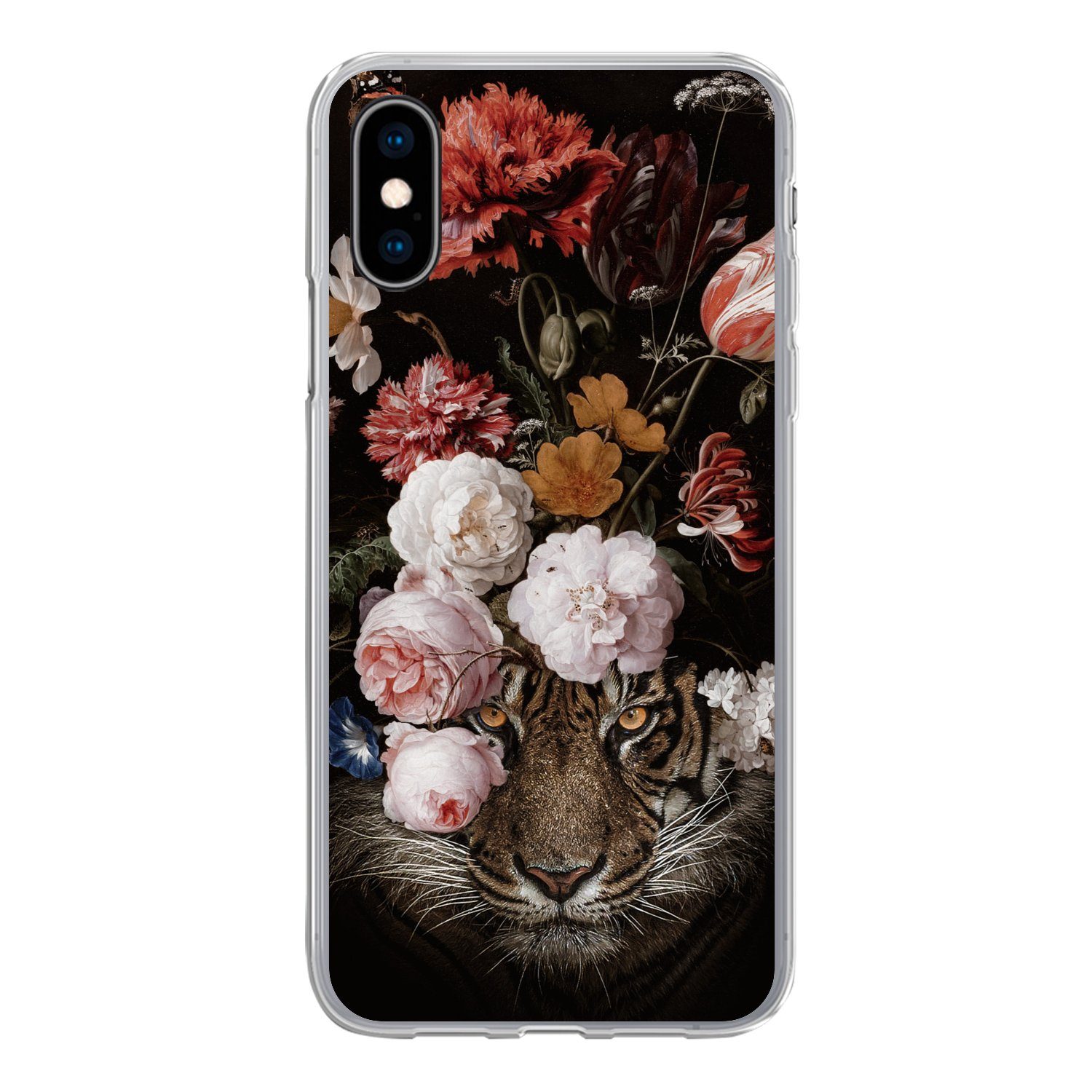 MuchoWow Handyhülle für Apple iPhone X Blumen - Jan Davidsz de Heem - Tiger - Gemälde - St, Smartphone-Bumper, Print, Handy Schutzhülle Dünn