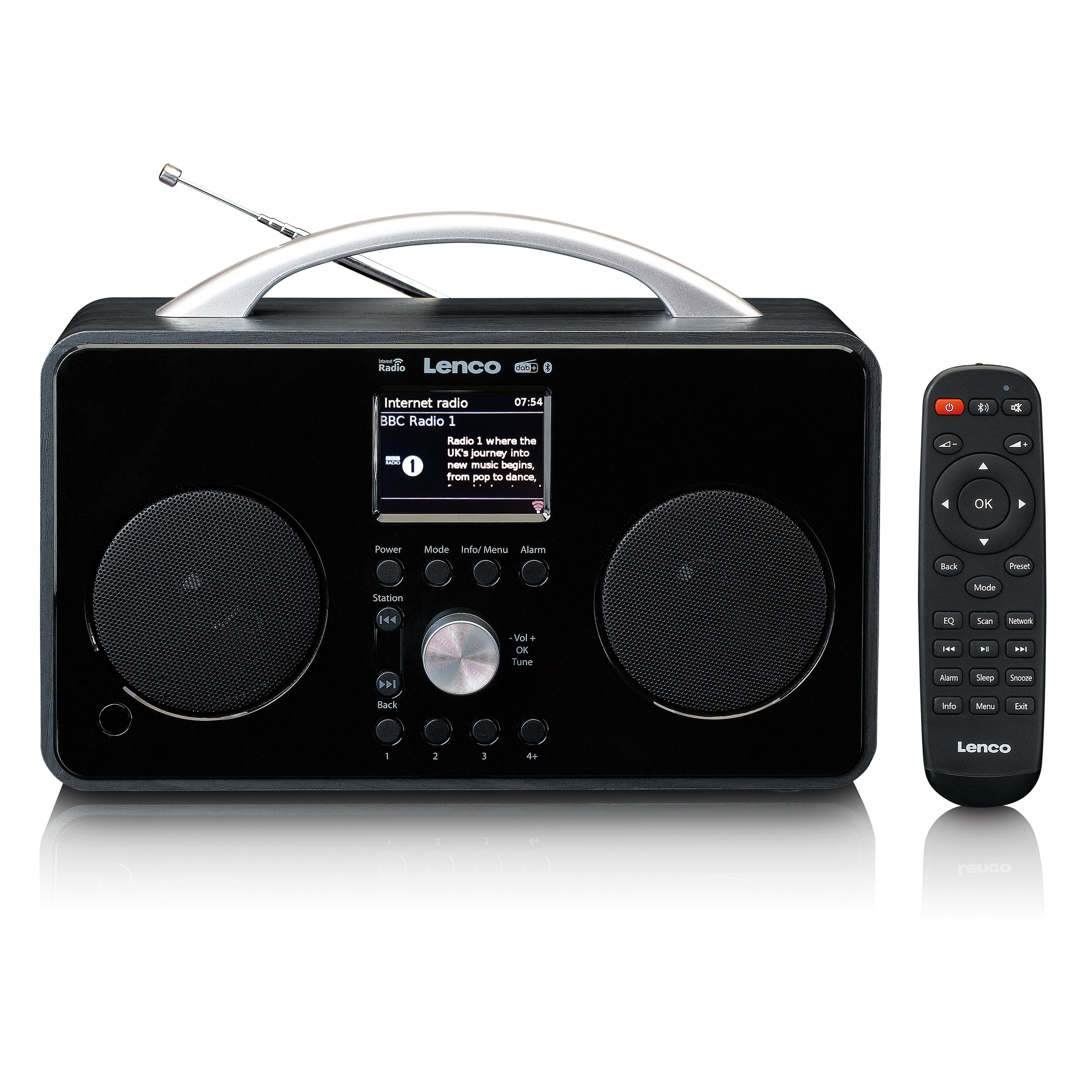 Lenco PIR-645BK Digitalradio (DAB) (DAB,FM,Internet, 6 W, Digitalradio mit DAB+, Bluetooth-Streaming, Sleep-Timer, Dual-Wecker)