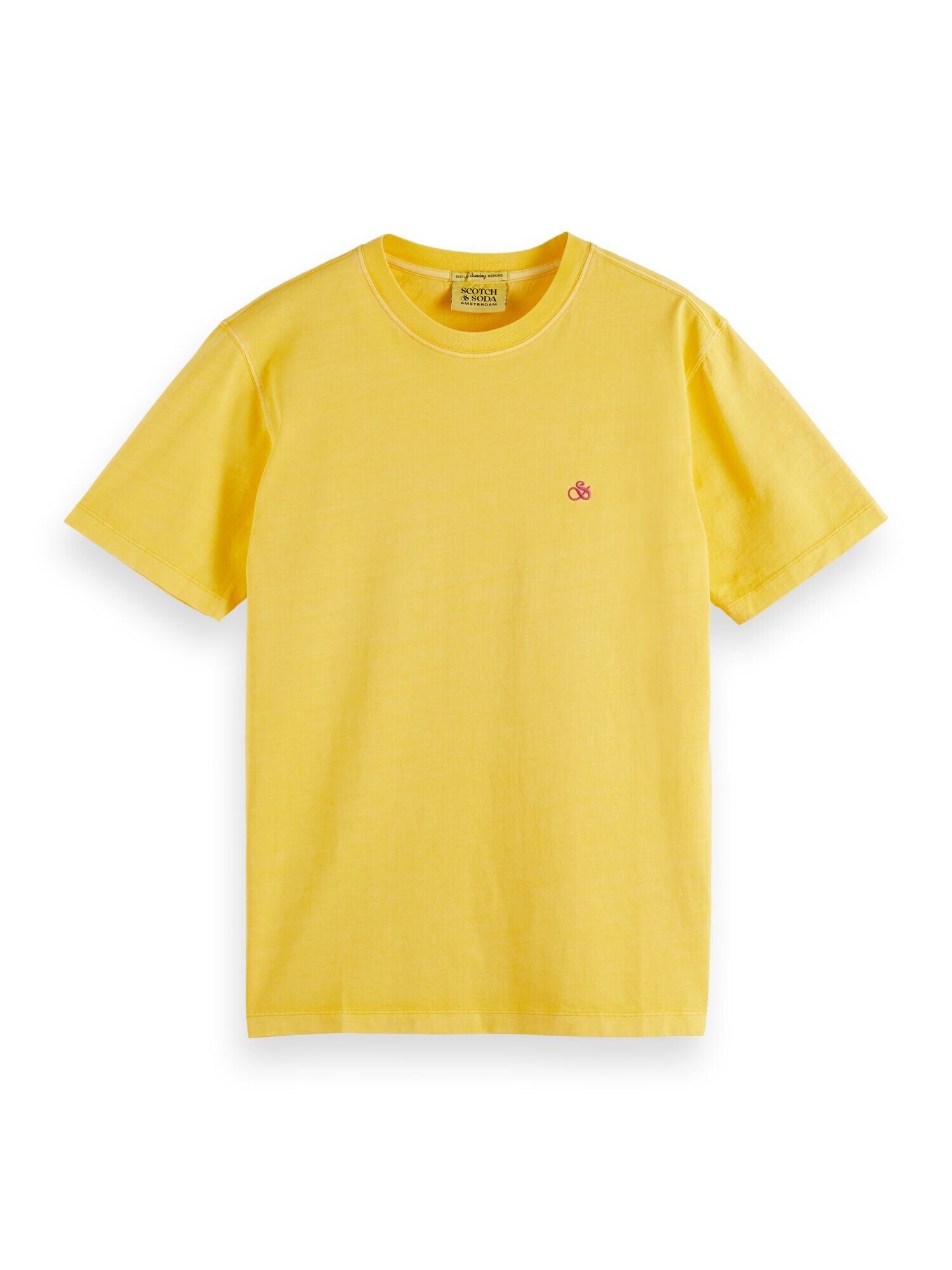 mit Logo-Stitching Kurzarmshirt Rundhals (1-tlg) & gelb Soda Scotch T-Shirt und Shirt