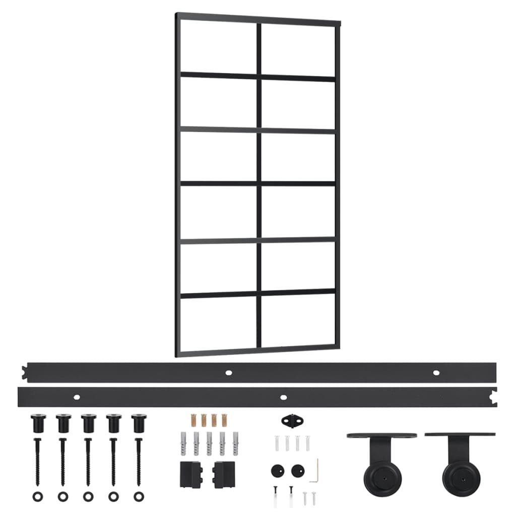 vidaXL Schiebetür Schiebetür mit Beschlag ESG-Glas & Aluminium 102x205 cm (1-St)