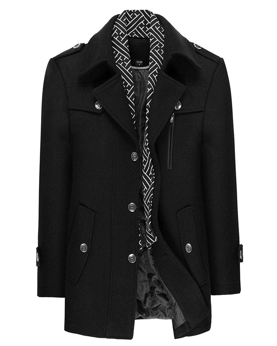 Allthemen Kurzmantel mit abnehmbarem Fake-Kragen Wintermantel Herren Wollma günstig online kaufen