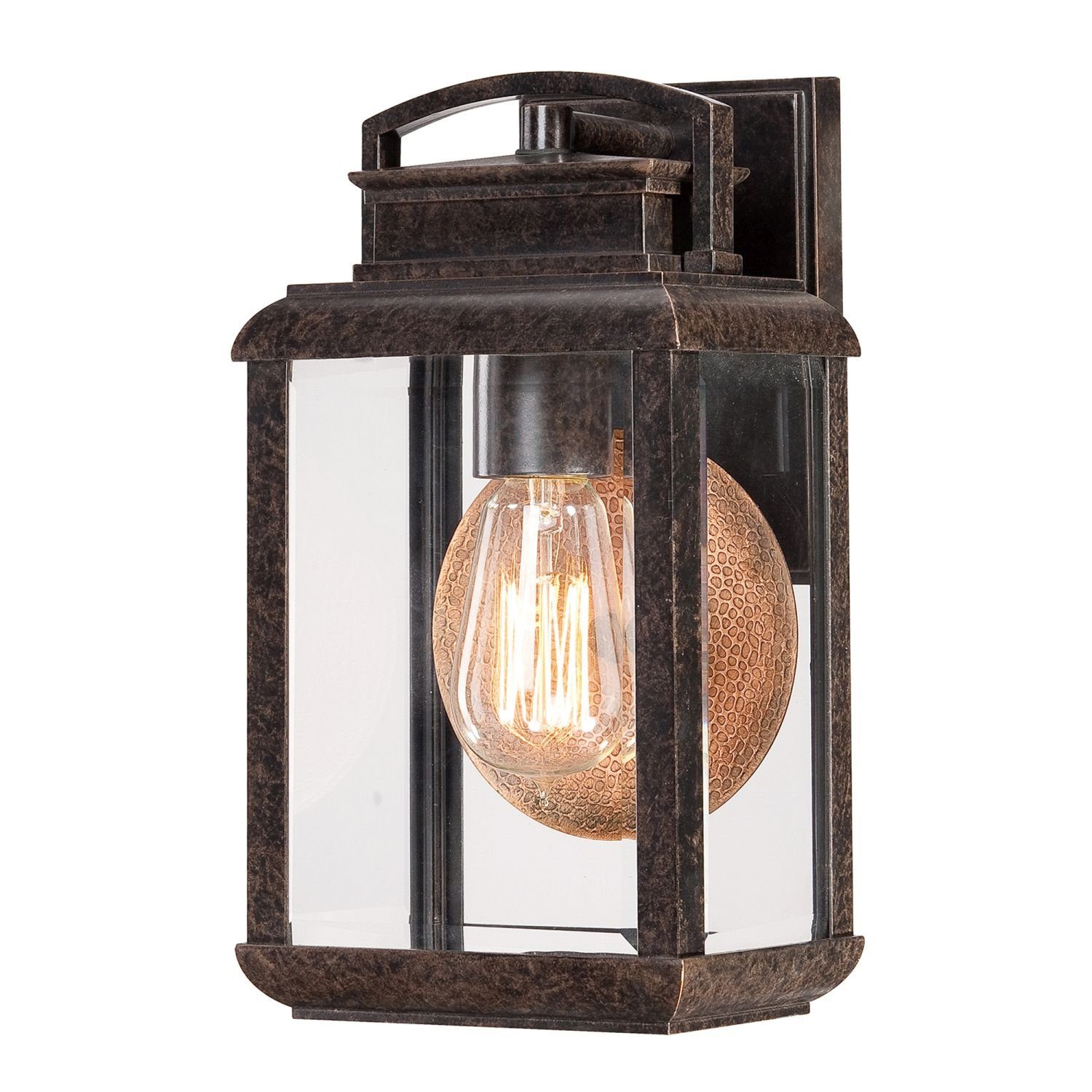 Licht-Erlebnisse Außen-Wandleuchte HOWARD, Außenwandleuchte IP44 Bronze E27 Glas Metall Vintage Wandlampe außen