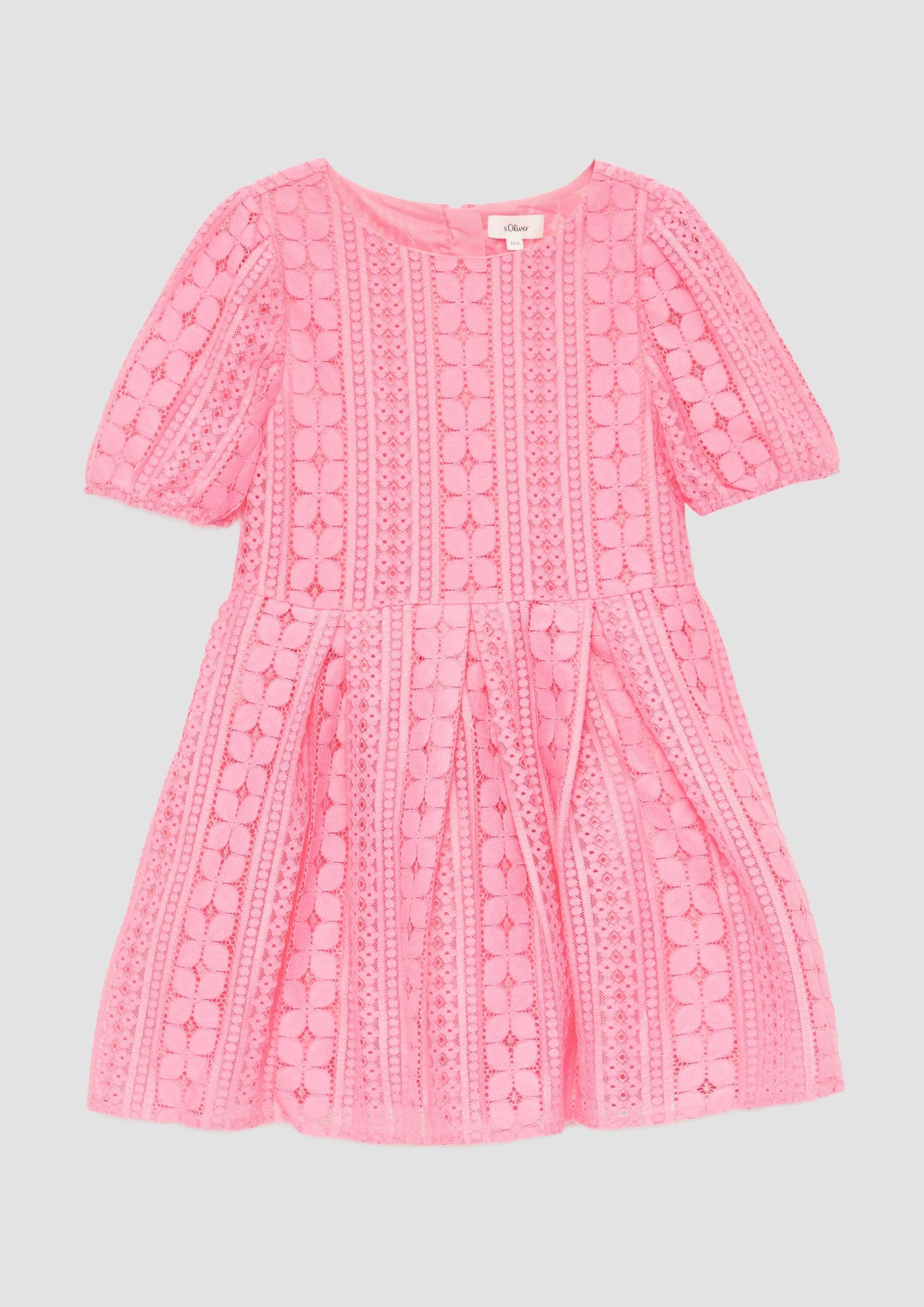 s.Oliver Minikleid Kleid Kurzes Kleid aus Spitze mit elastischen Bündchen an den Ärmeln