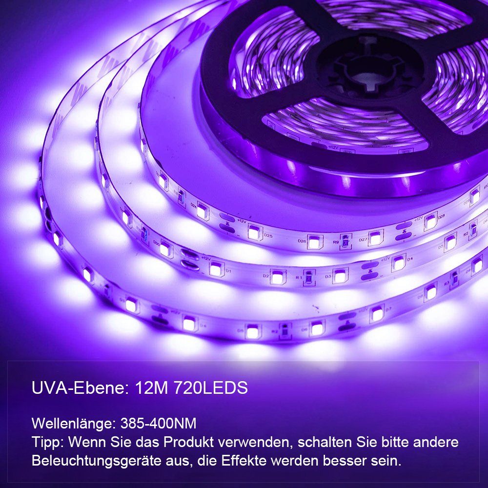 Rosnek LED-Streifen LED-UV-Schwarzlicht-Streifen, 5M/12M,Flexible, Party Cl günstig online kaufen