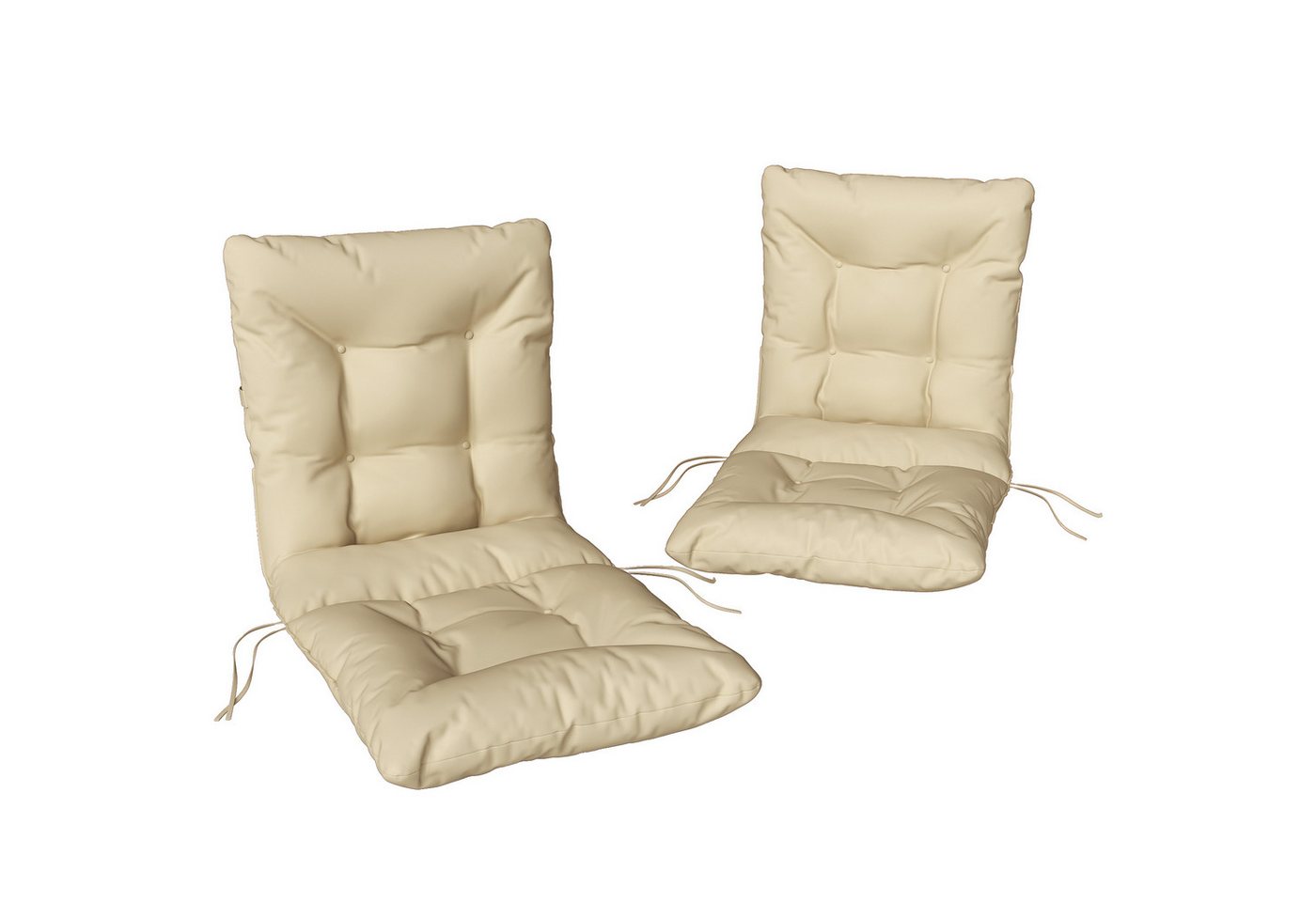 Outsunny Sitzauflage 2er Set Sitzkissen Stuhlkissen Indoor Outdoor Sitzpolster beige, (Sitzpolster, 2 St., Stuhlpolster), Outdoor-geeignet, wasserabweisend