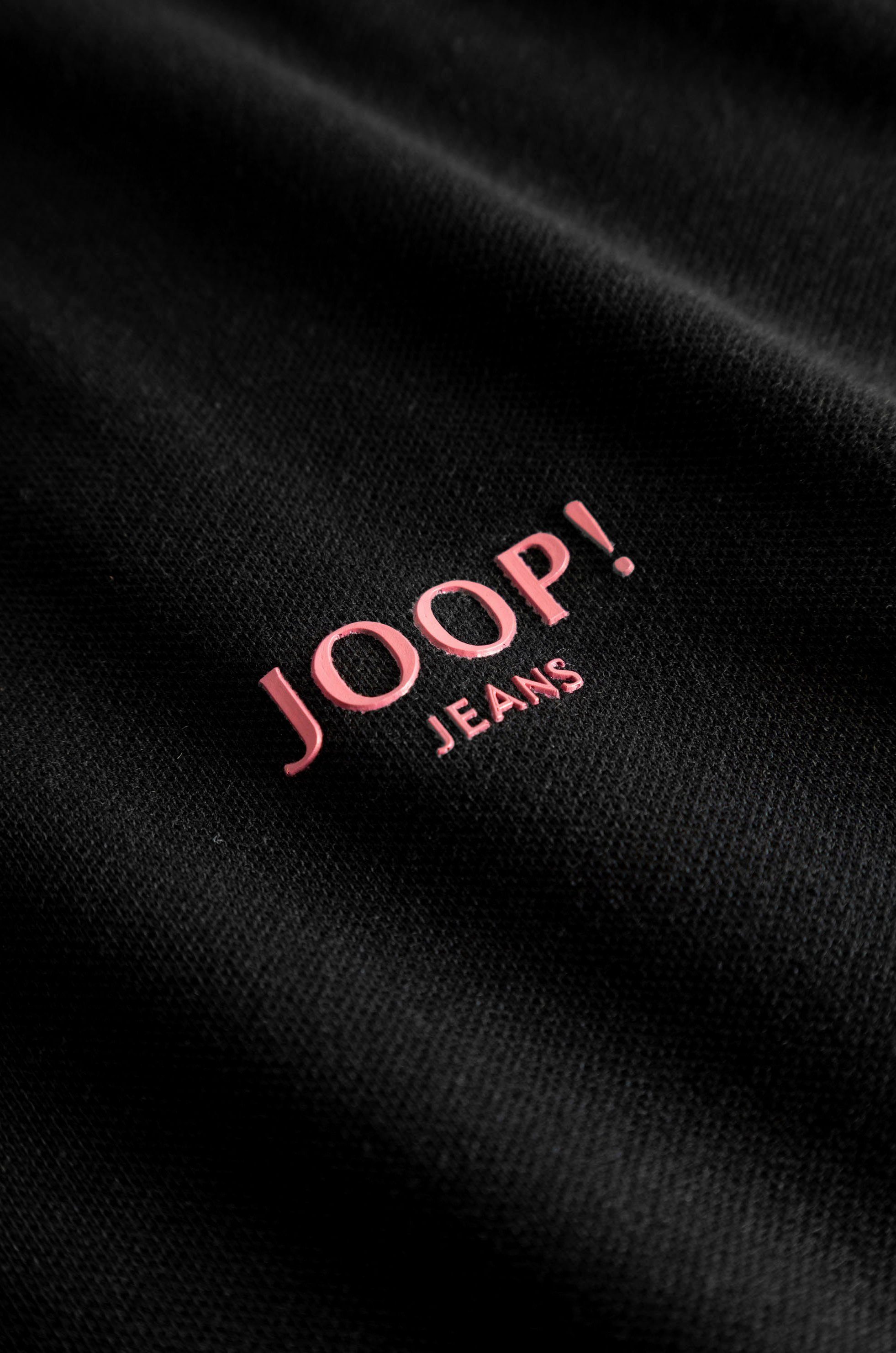 Jeans am Poloshirt Adam schwarz mit Reißverschluss Joop kontrastfarbenem Ausschnitt
