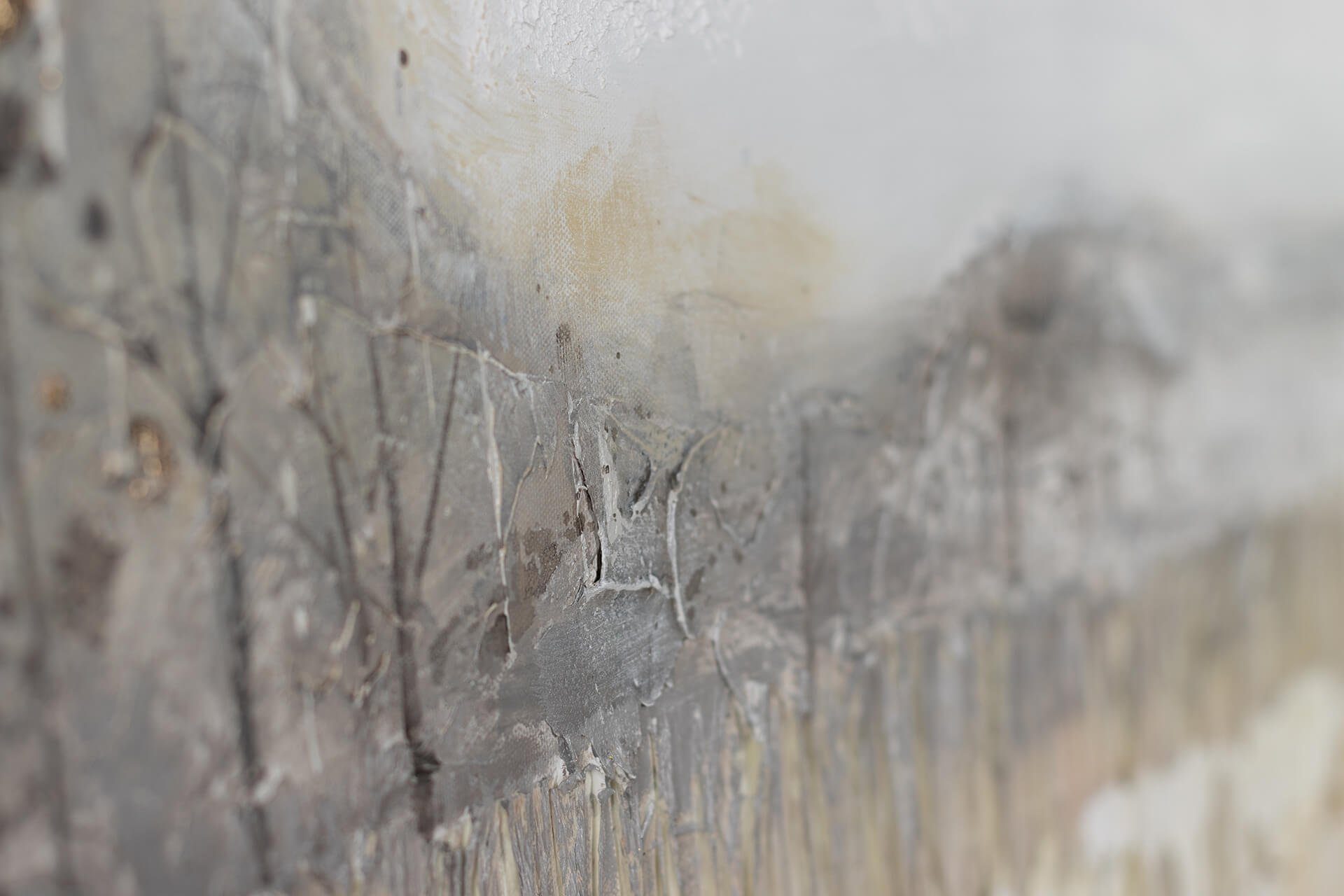 Leinwandbild 100% KUNSTLOFT 120x60 cm, in Mountains Wohnzimmer Gemälde HANDGEMALT Fog Wandbild