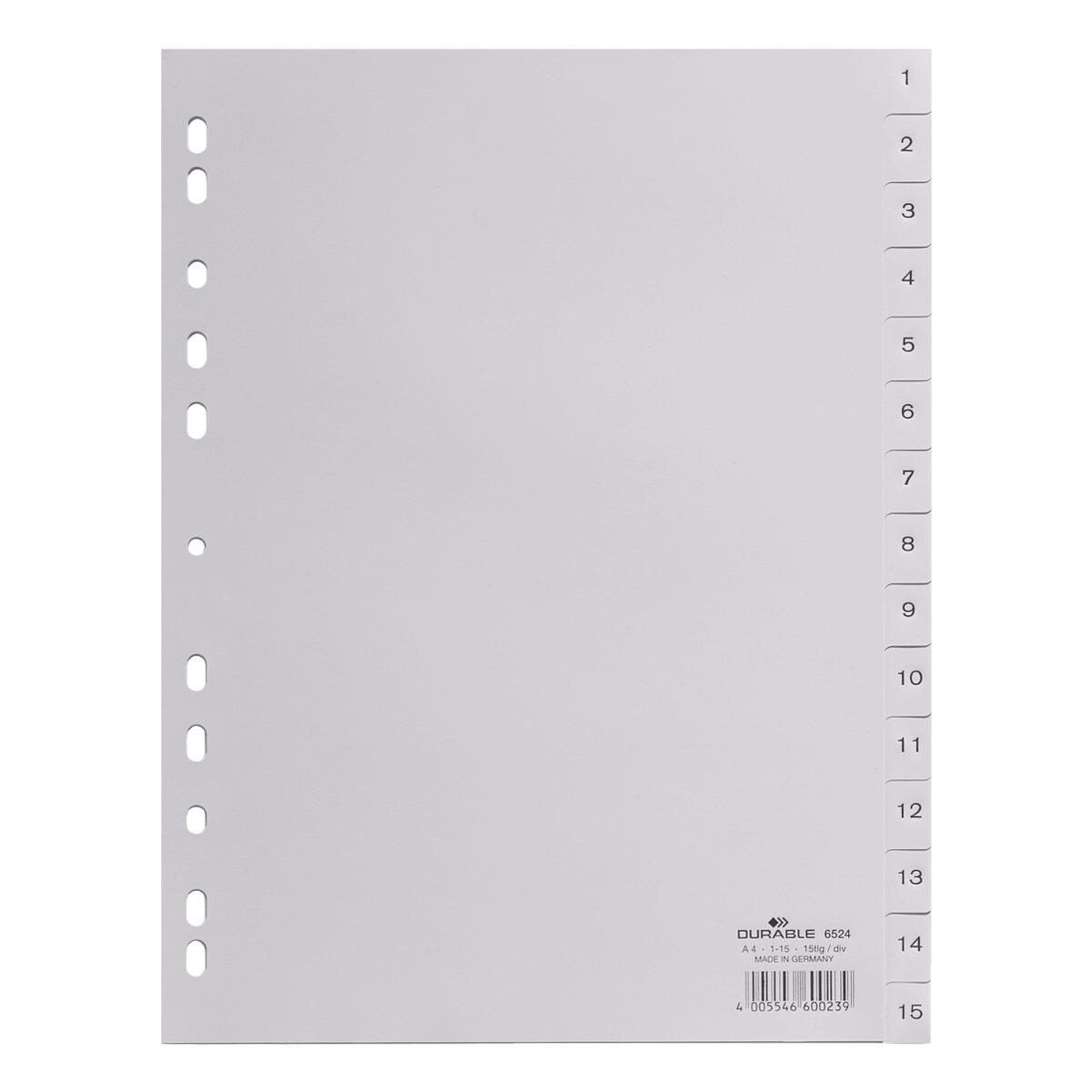 DURABLE Aktenordner Register 1-15, DIN A4, 15-tlg., Kunststoff