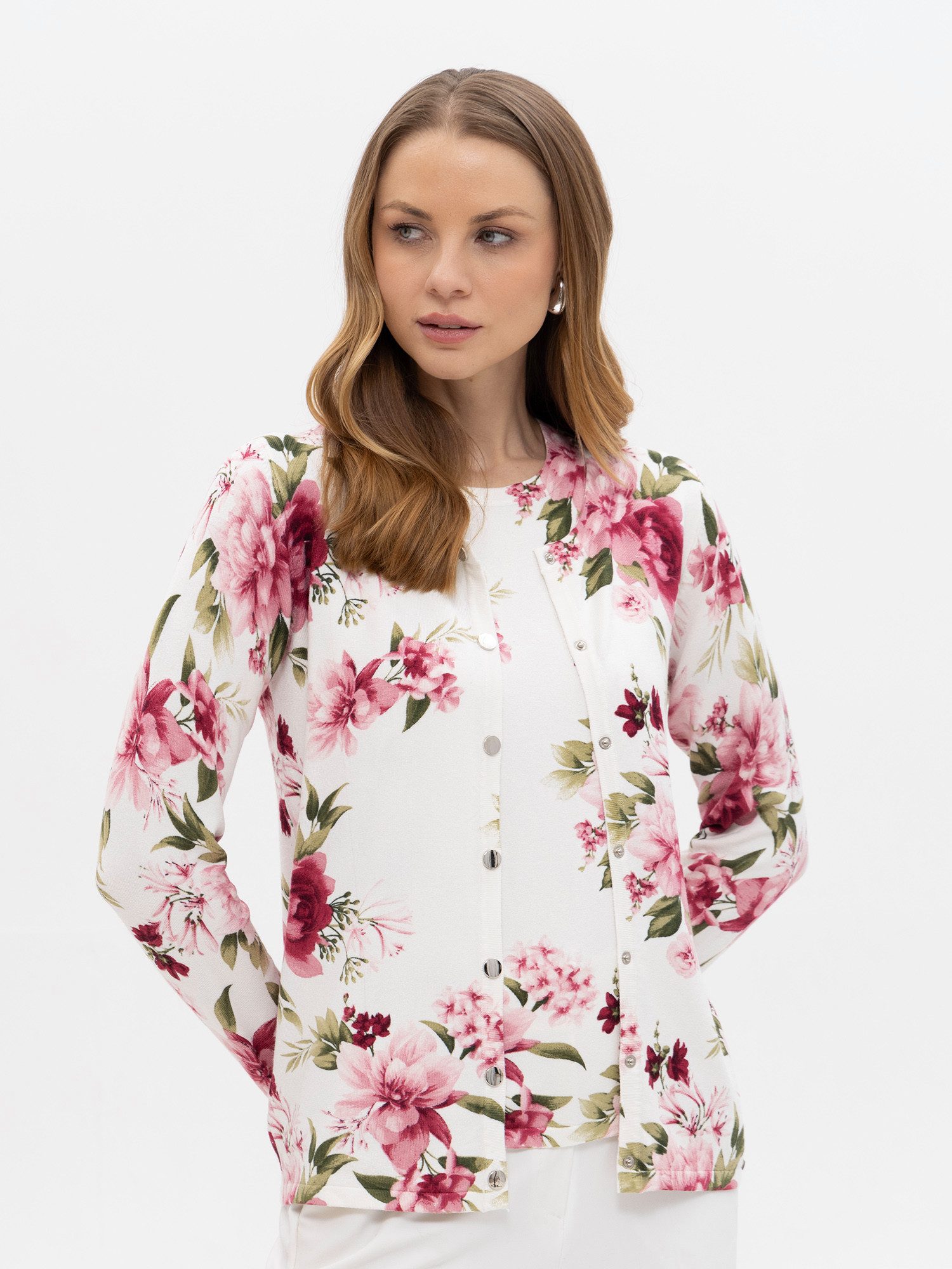 Passioni 2-in-1-Strickjacke mit zarten Blumenprint