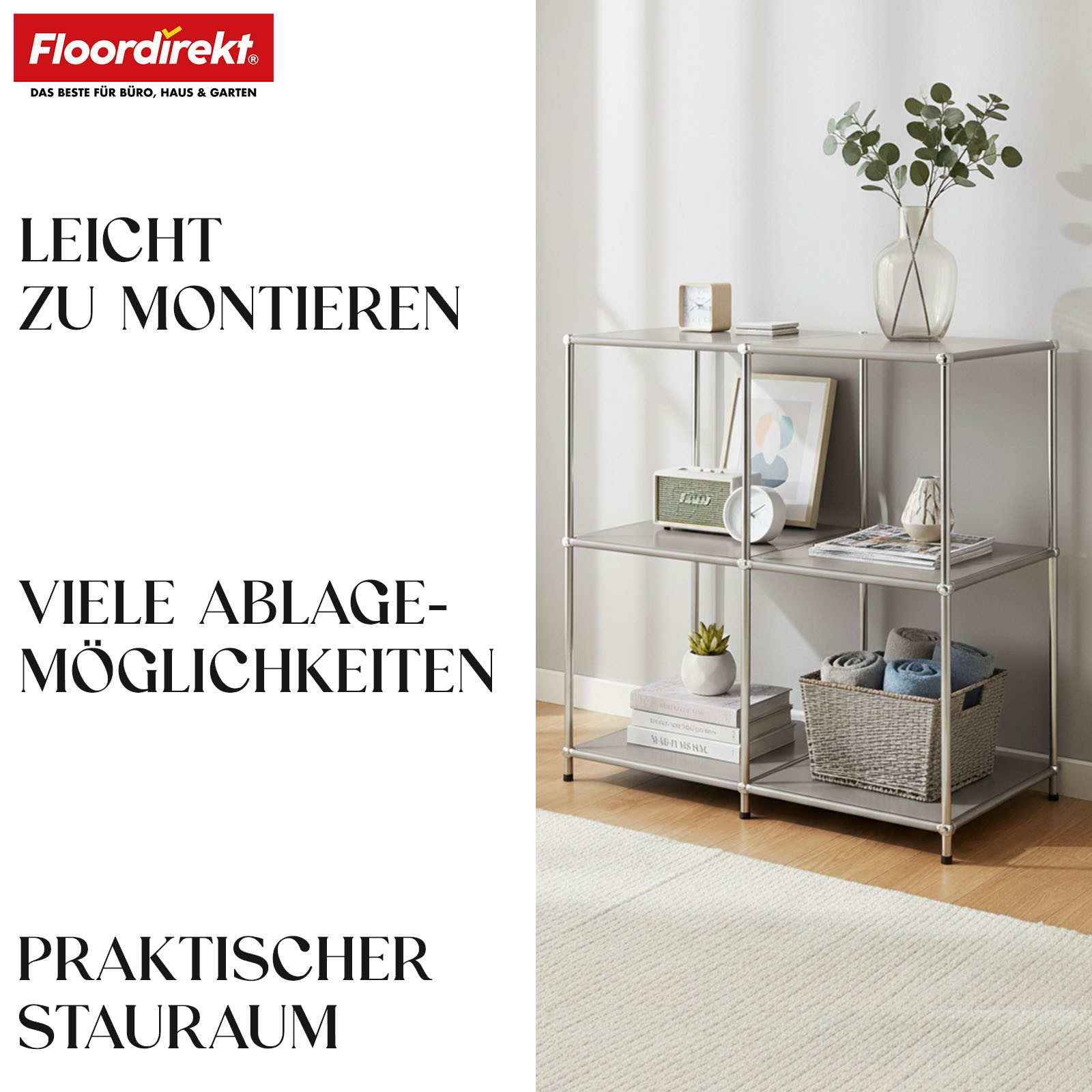 Floordirekt Sideboard Concept Epure MK-027 Metallregal, B78 × T40 × H82 cm, diverse Farben (modular, kratzfeste Pulverbeschichtung), offenes Ablageregal mit ver – Bild 4 von 5