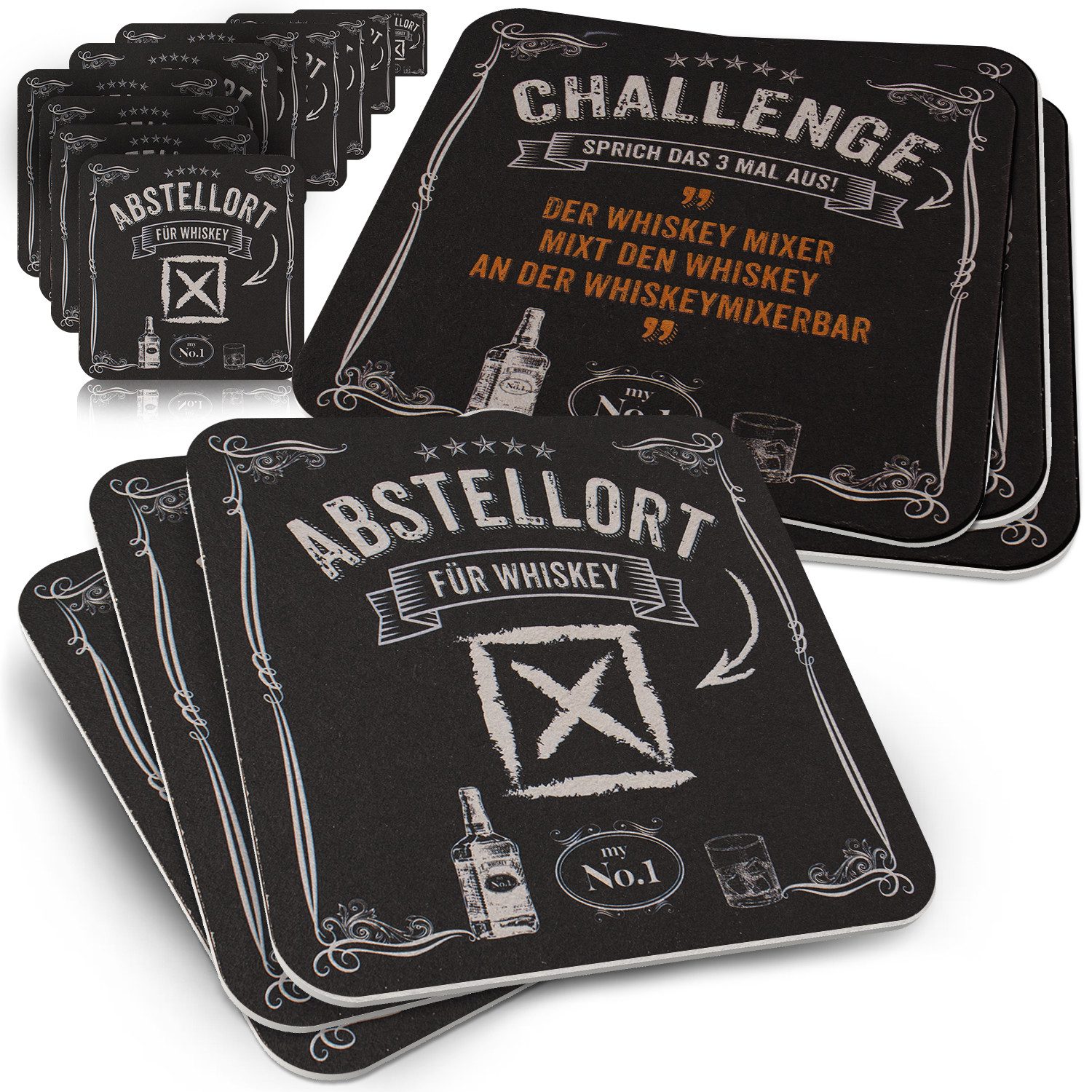 Bierdeckel Whisky - "Abstellort für Whiskey" - Geschenk für Männer - 50 Stück